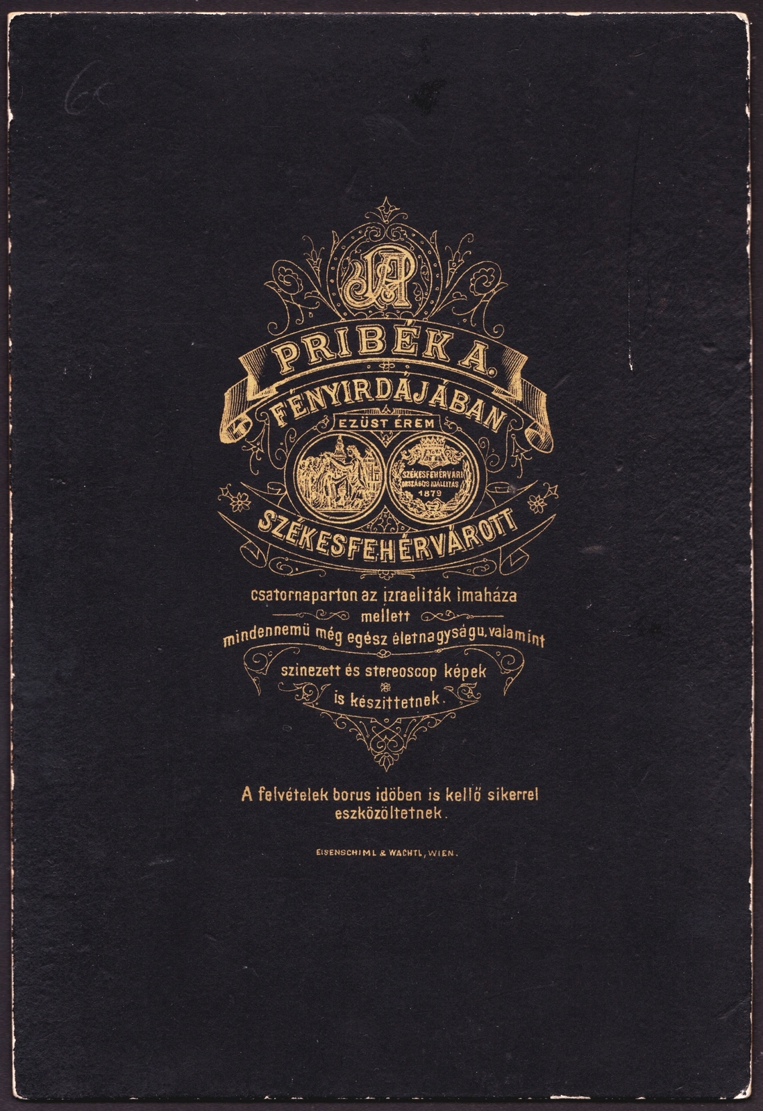 Hungary, Székesfehérvár, Várkörút, Pribék A. fényírdája., 1900, Fortepan, studio, photographer, verso, Fortepan #81320