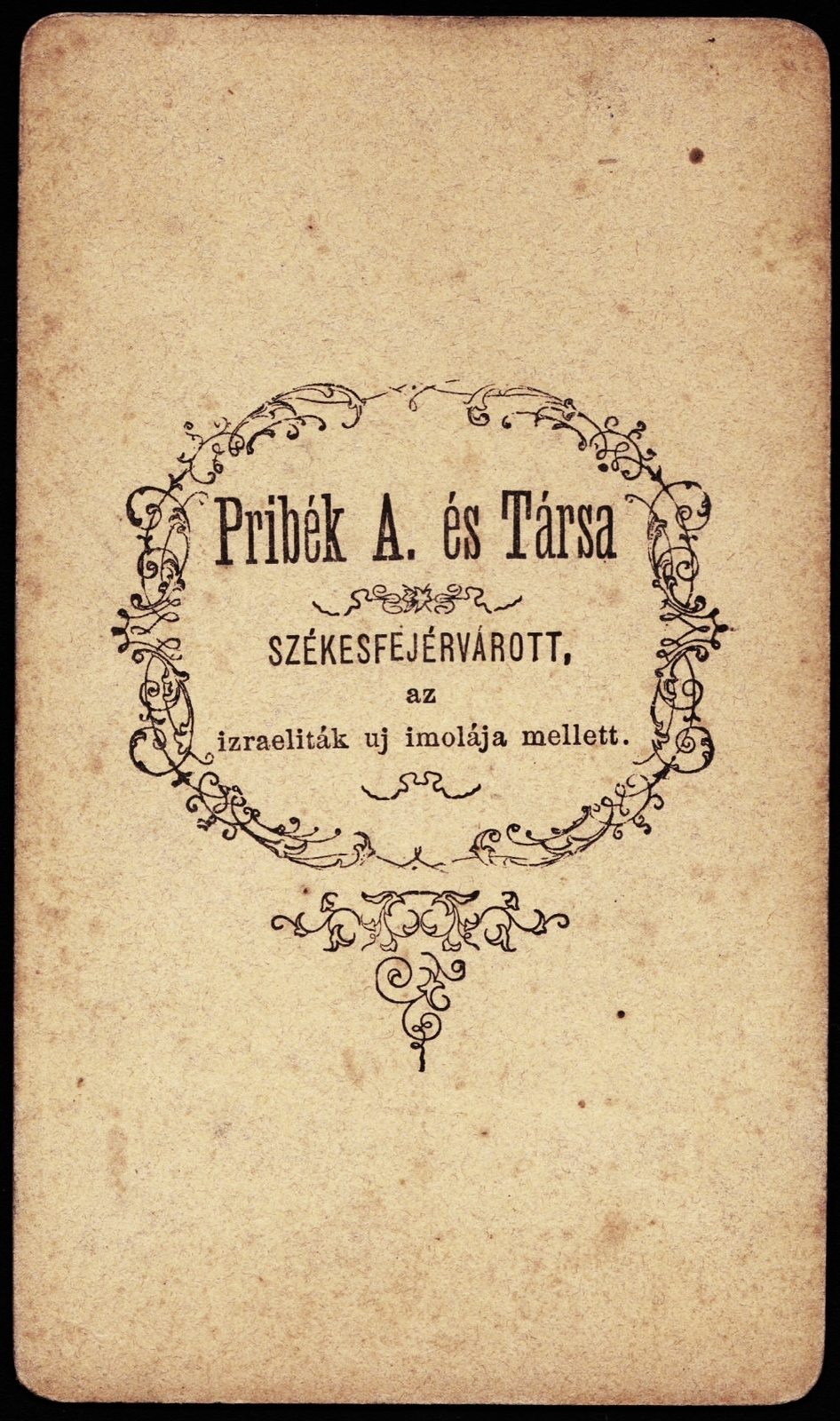 Magyarország, Székesfehérvár, Várkörút, Pribék A. és Társa., 1900, Fortepan, műterem, fényképész, hátlap, Fortepan #81321