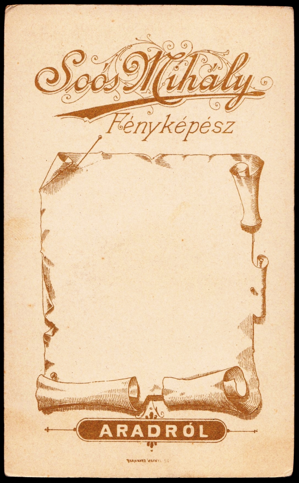 Romania,Transylvania, Arad, Soós Mihály fényképész., 1900, Fortepan, studio, photographer, verso, Fortepan #81357