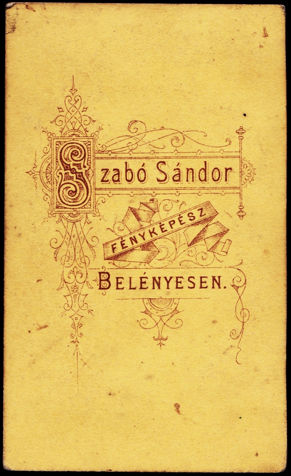 Románia,Erdély, Belényes, Szabó Sándor fényképész., 1900, Fortepan, műterem, fényképész, hátlap, Fortepan #81370