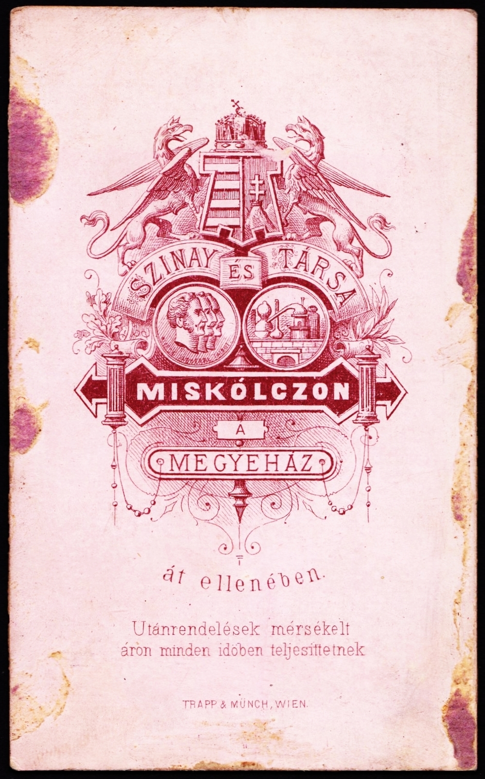 Hungary, Miskolc, Szinay István és Társa fényképészek., 1900, Fortepan, studio, photographer, verso, Fortepan #81383