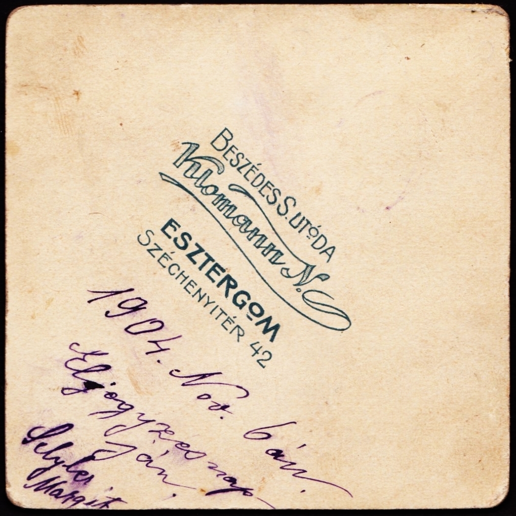 Hungary, Esztergom, Széchenyi tér 42., Beszédes S. Utóda Klomann Nándor fényképész., 1904, Fortepan, studio, photographer, verso, Fortepan #81427