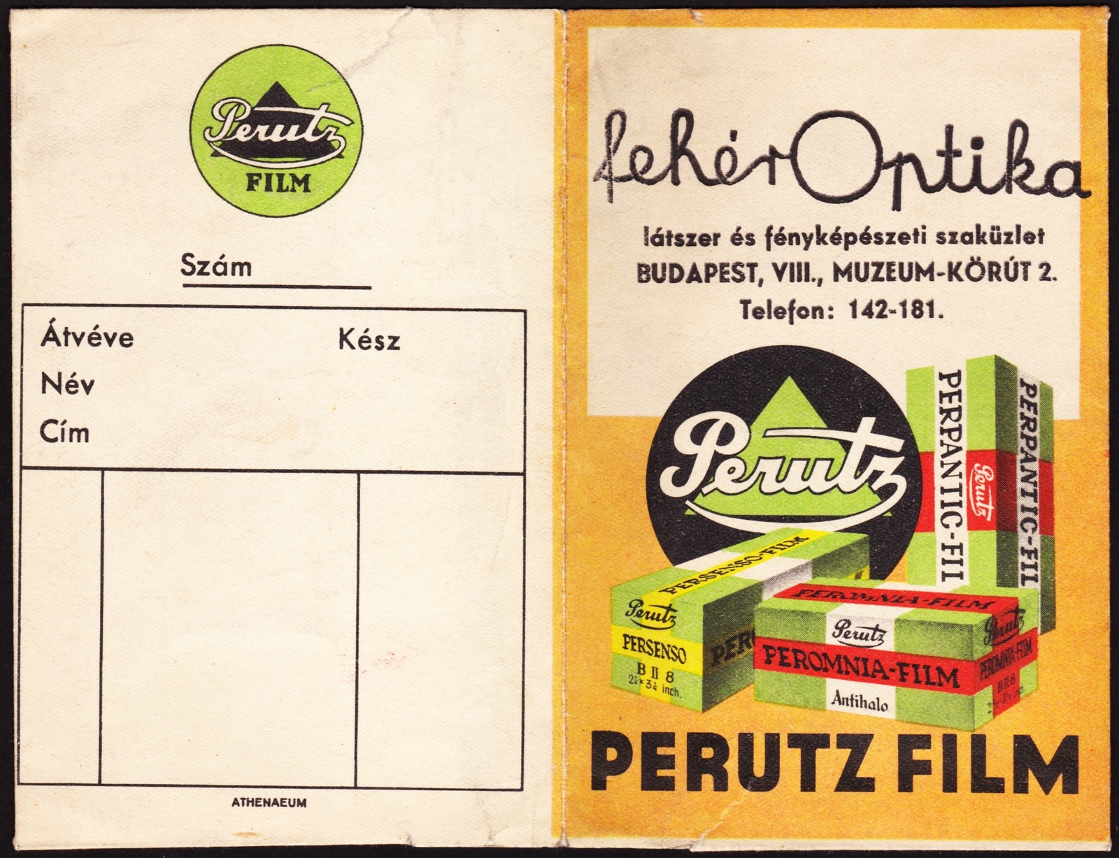Hungary, Budapest VIII., Múzeum körút 2., Fehér Optika látszer és fényképészeti szaküzlet., 1940, Fortepan, Print Envelope, camera store, Budapest, Fortepan #81514