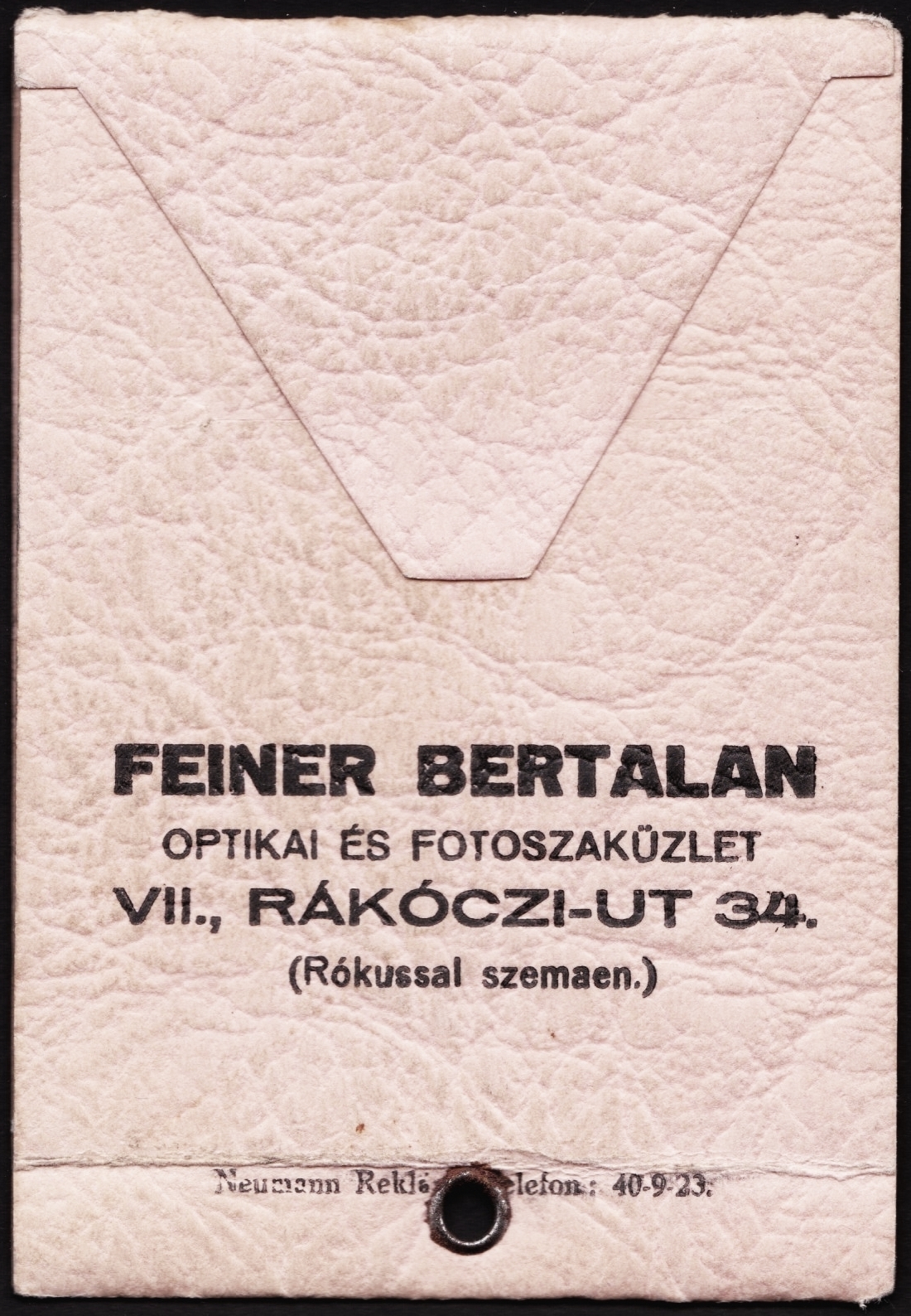 Hungary, Budapest VII., Rákóczi út 34., Feiner Bertalan optikai és fotószaküzlete., 1938, Fortepan, Print Envelope, camera store, Budapest, Fortepan #81520