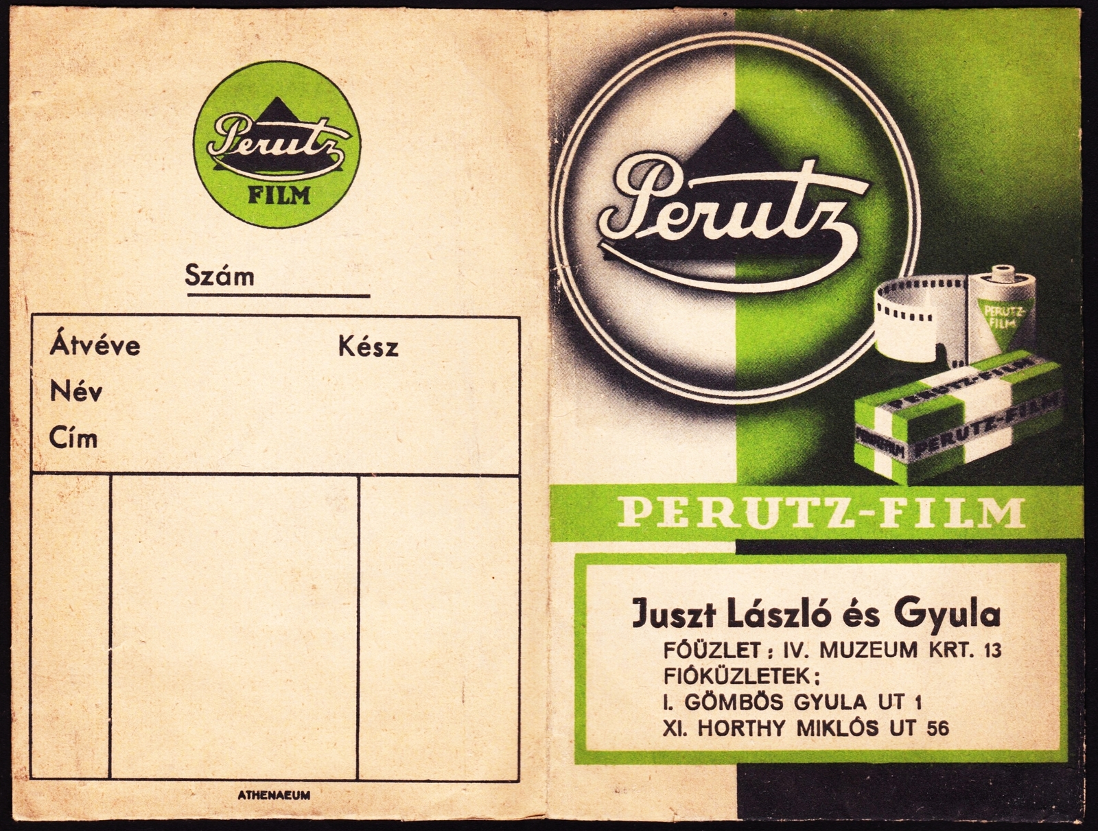 Hungary, Budapest V.,Budapest XII.,Budapest XI., Juszt László és Gyula fotószaküzlete. Főüzlet: Múzeum körút 13. / fióküzletek: Alkotás (Gömbös Gyula) utca 1. / Bartók Béla (Horthy Miklós) út 56., 1936, Fortepan, Print Envelope, camera store, Budapest, Fortepan #81534
