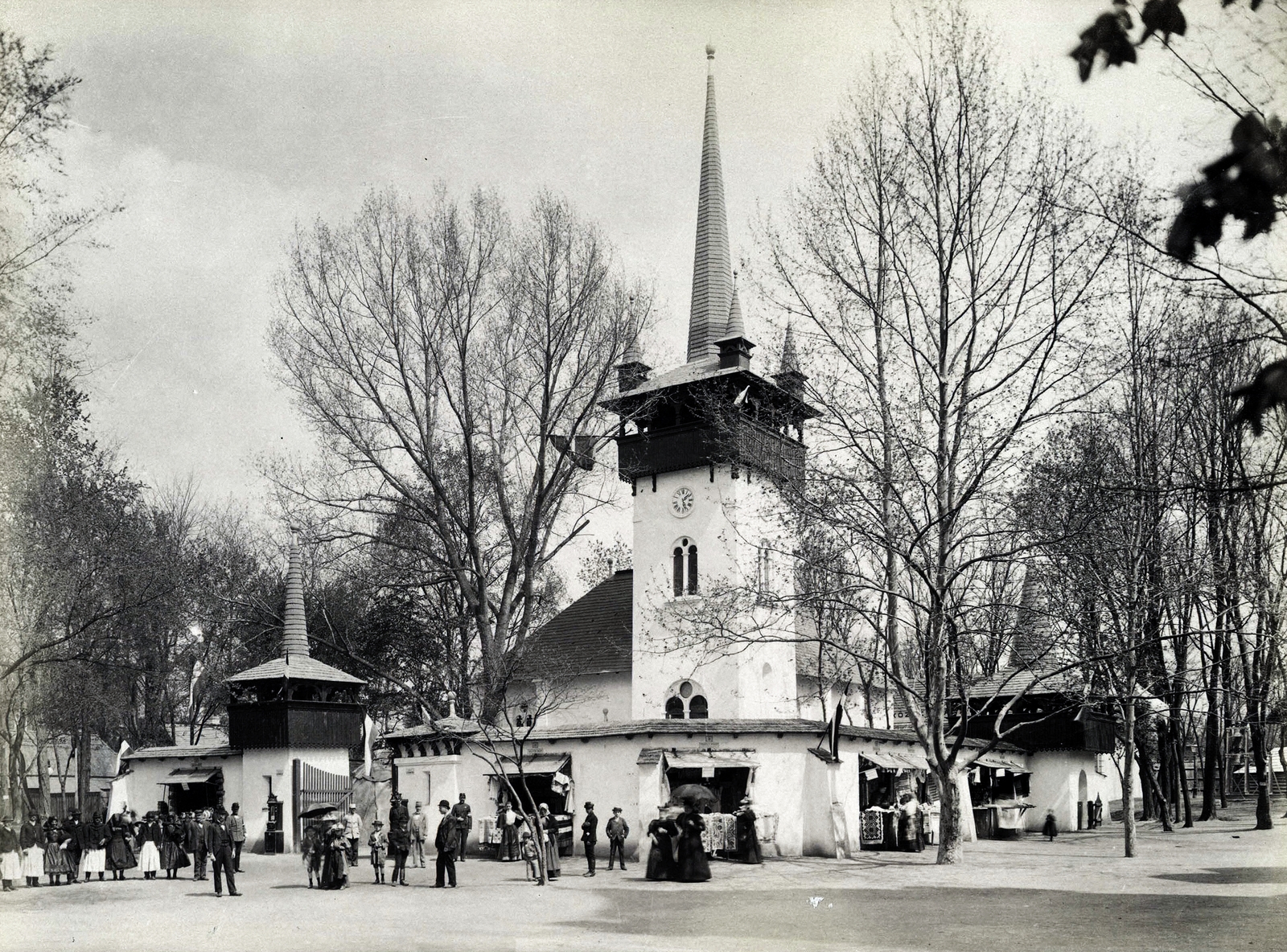 Hungary, Budapest XIV., "Millenniumi kiállítás: A kalotaszegi magyarvalkói református templom másolata (Néprajzi Falu). A felvétel 1896-ban készült." A kép forrását kérjük így adja meg: Fortepan / Budapest Főváros Levéltára. Levéltári jelzet: HU.BFL.XV.19.d.1.09.004, 1900, Budapest Főváros Levéltára / Klösz György fényképei, Klösz György, church, Budapest, Millennium Exhibition, Fortepan #82678