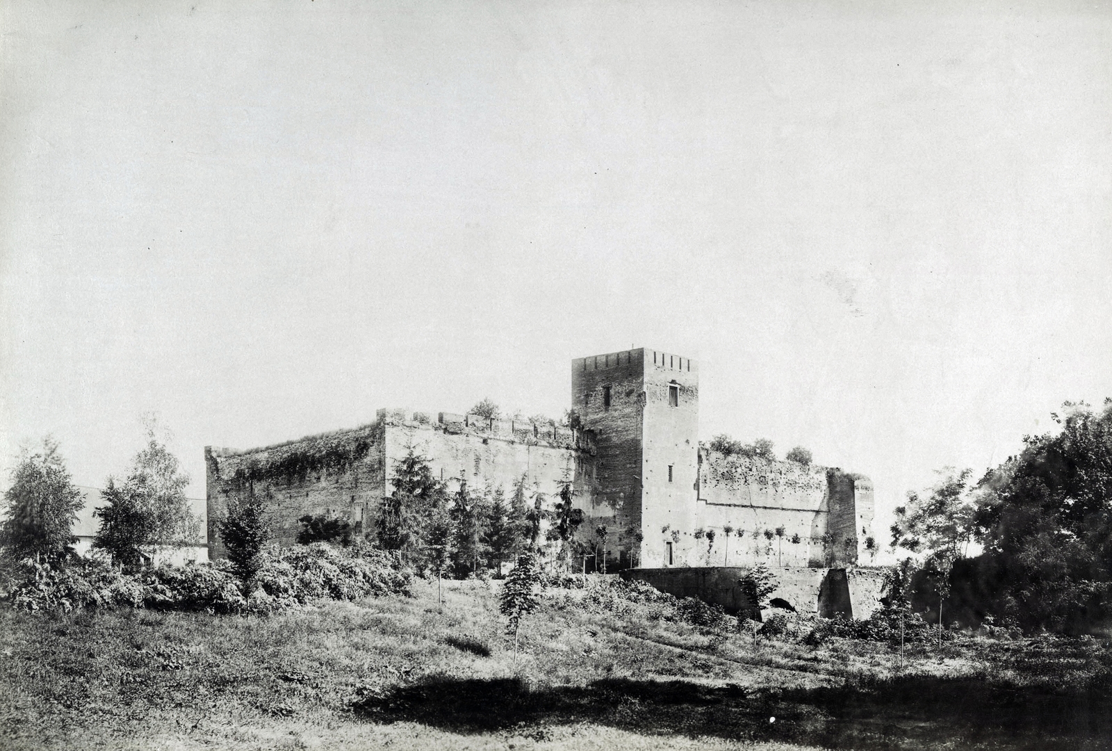 Magyarország, Gyula, vár. A felvétel 1895-1899 között készült. A kép forrását kérjük így 
adja meg: Fortepan / Budapest Főváros Levéltára. Levéltári jelzet: 
HU.BFL.XV.19.d.1.11.114, 1900, Budapest Főváros Levéltára / Klösz György fényképei, Klösz György, ablak, erőd, várrom, tégla, fenyőfa, Fortepan #83206