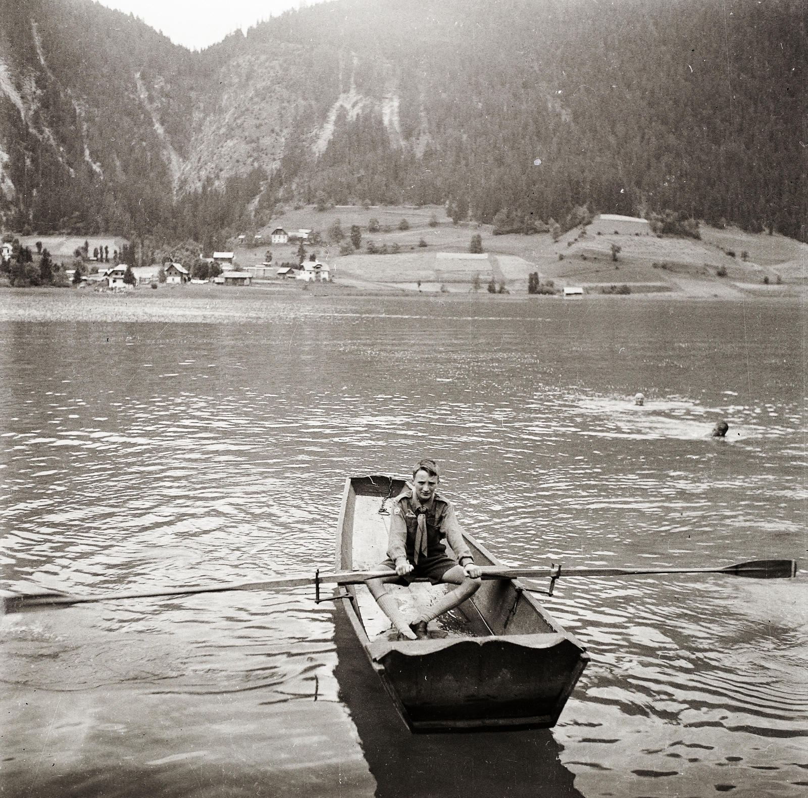 Austria, Naggl, Weissensee., 1939, Ebner, lake, paddling, Fortepan #83868