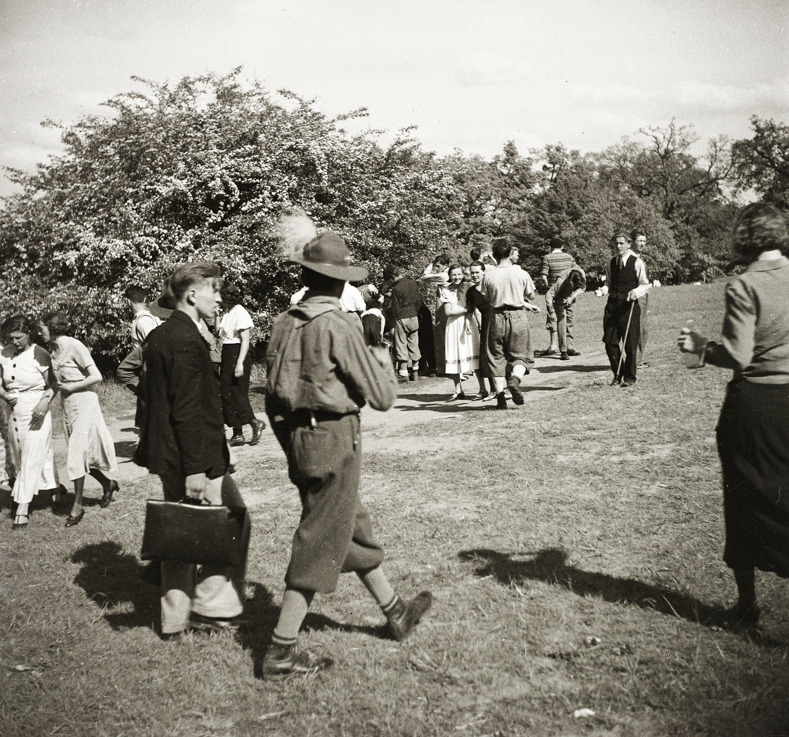 1936, Ebner, kalap, aktatáska, cserkész, árvalányhaj, Fortepan #83924