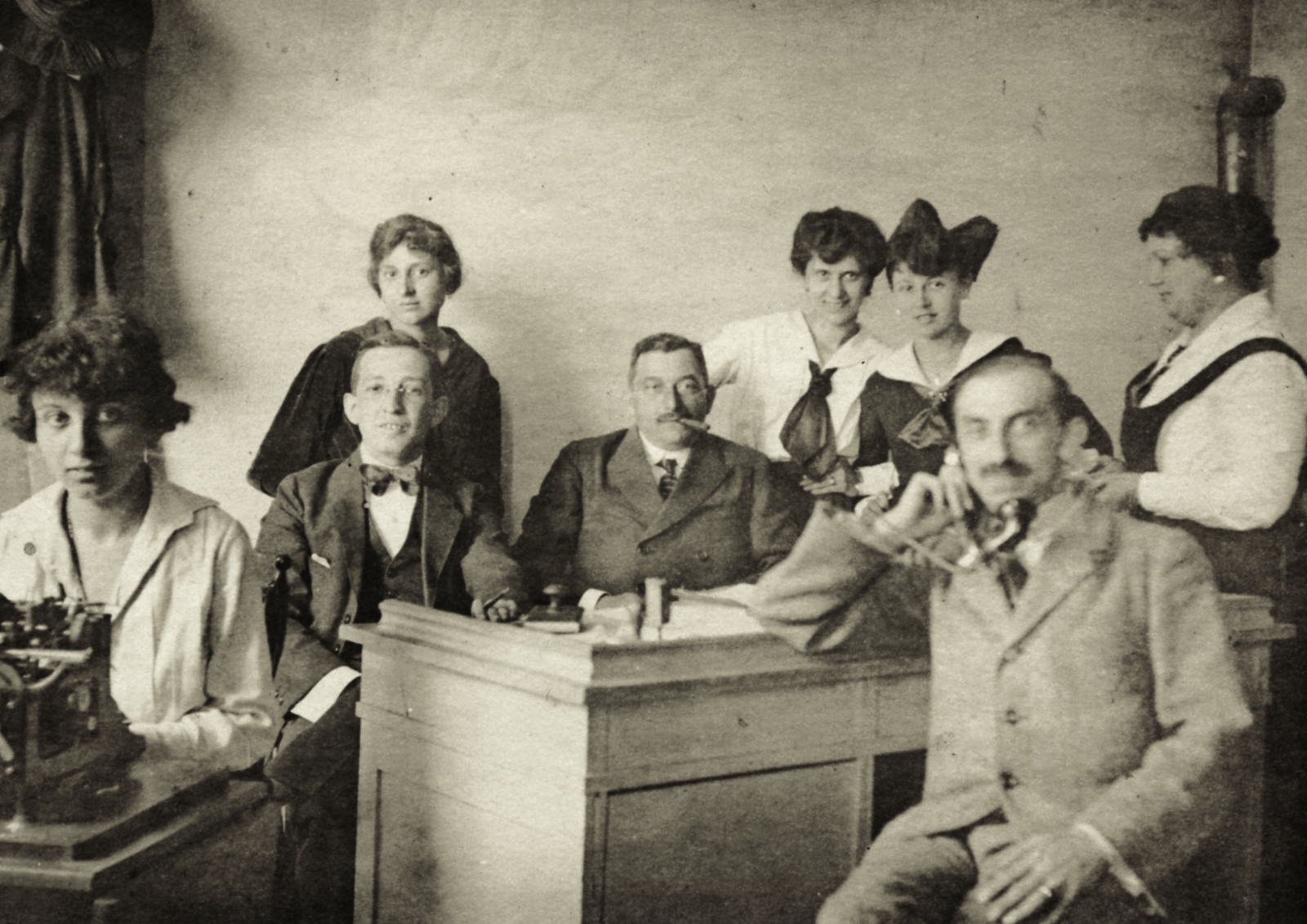 1920, Morvay Kinga, Vértes Károly, írógép, telefon, hivatalnok, kihalt mesterség, Fortepan #84329