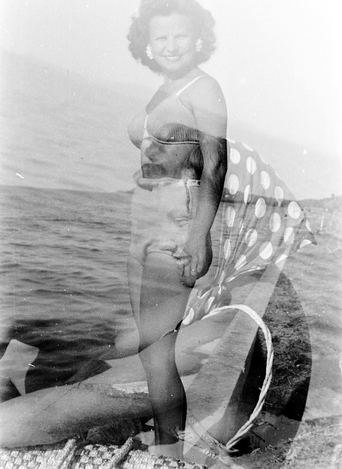 1951, Fortepan, bathing suit, erroneous photo, double exposure, Fortepan #8438