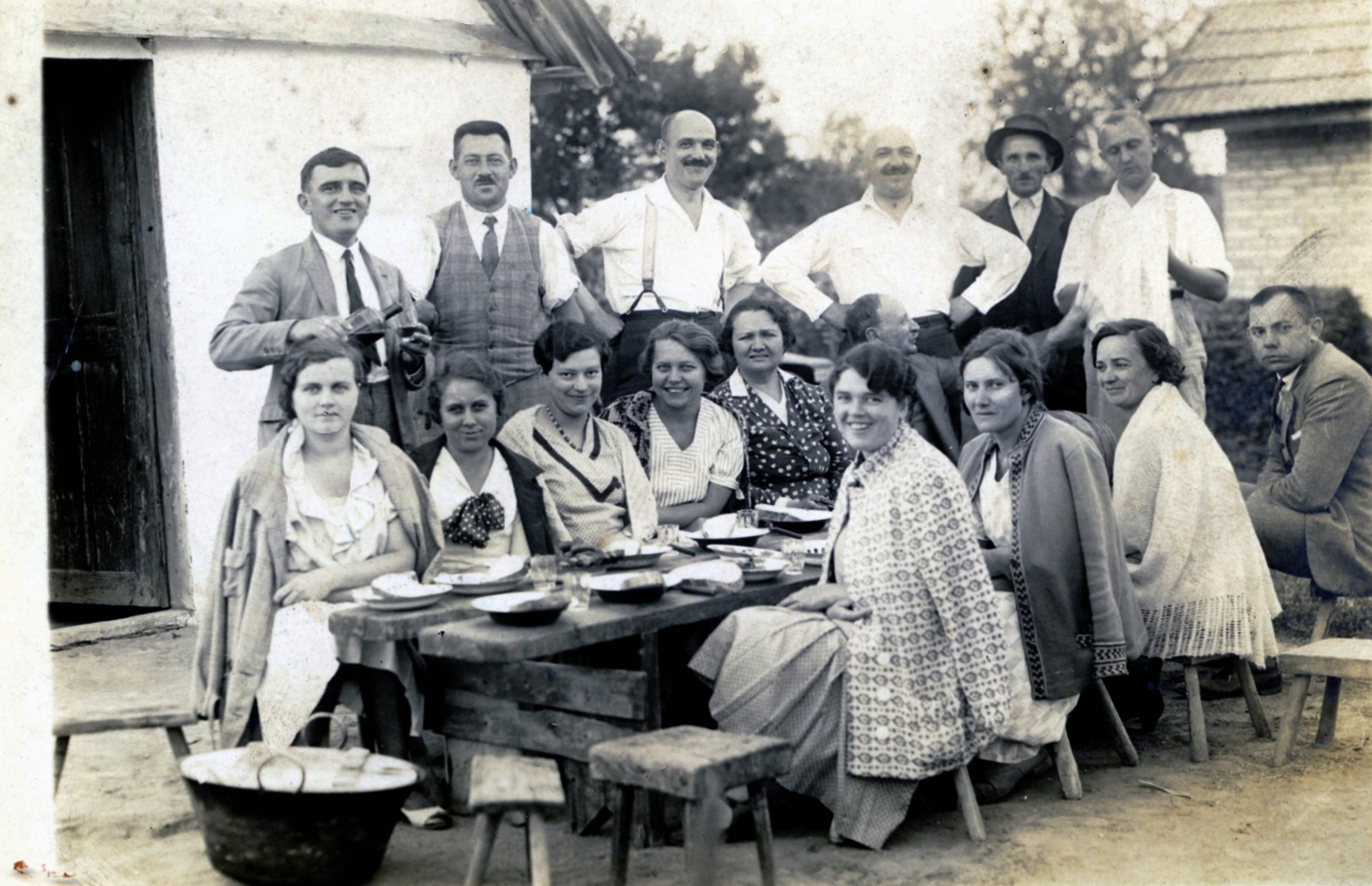 1926, Morvay Kinga, Vértes Károly, kondér, tányér, férfiak, asztal, nők, Fortepan #84397