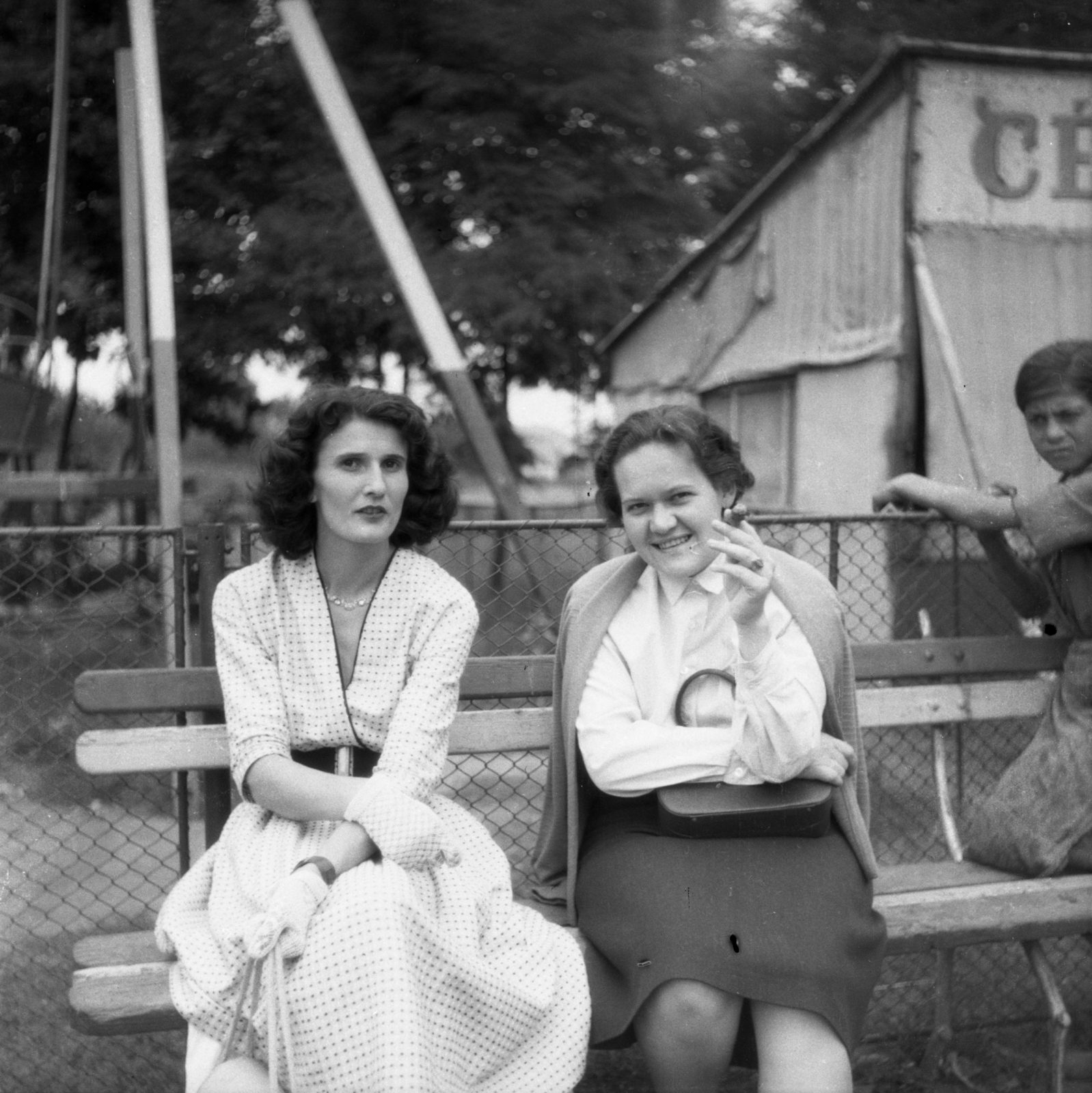 1958, Morvay Kinga, Morvay Lajos, swing-boat, shooting-gallery, Fortepan #84484