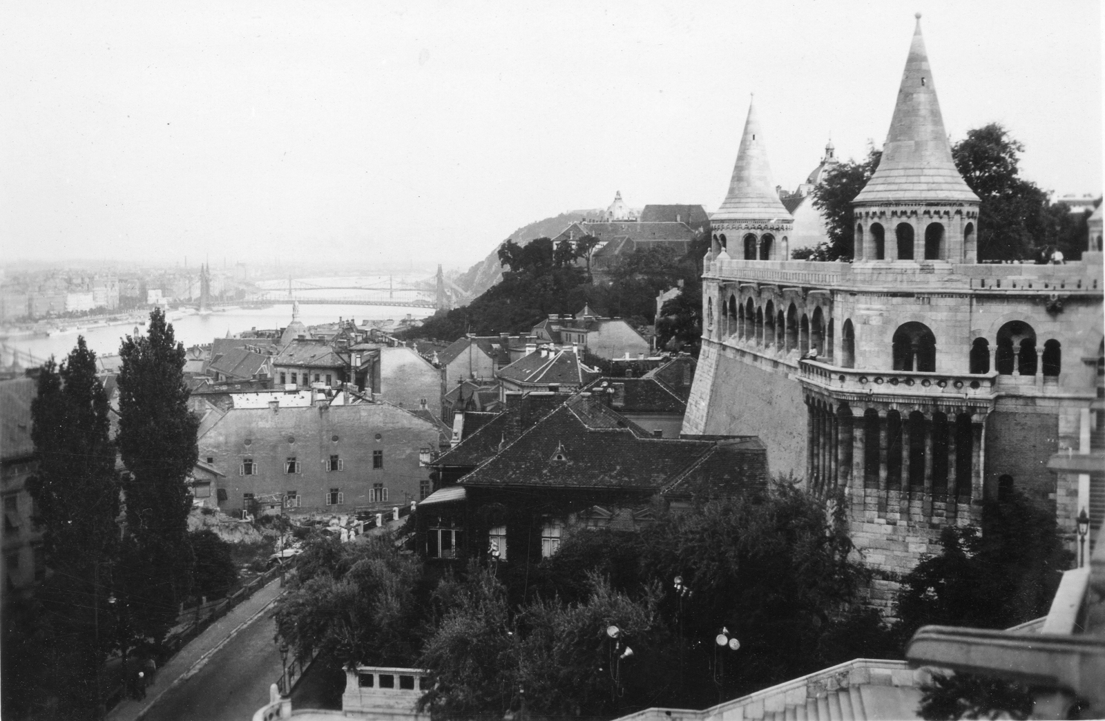 Hungary, Halászbástya, Budapest I., kilátás az Erzsébet híd irányába., 1932, Lajtai László, bridge, river, picture, Budapest, Fortepan #84735