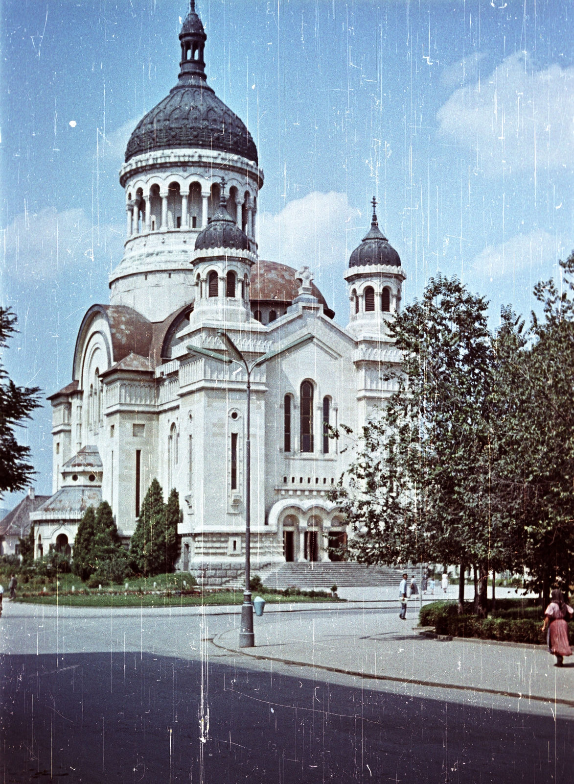 Románia,Erdély, Kolozsvár, Bocskai tér (Piata Avram Iancu), Ortodox katedrális., 1958, Császy Alice, templom, színes, görögkeleti, pravoszláv templom, Fortepan #85187