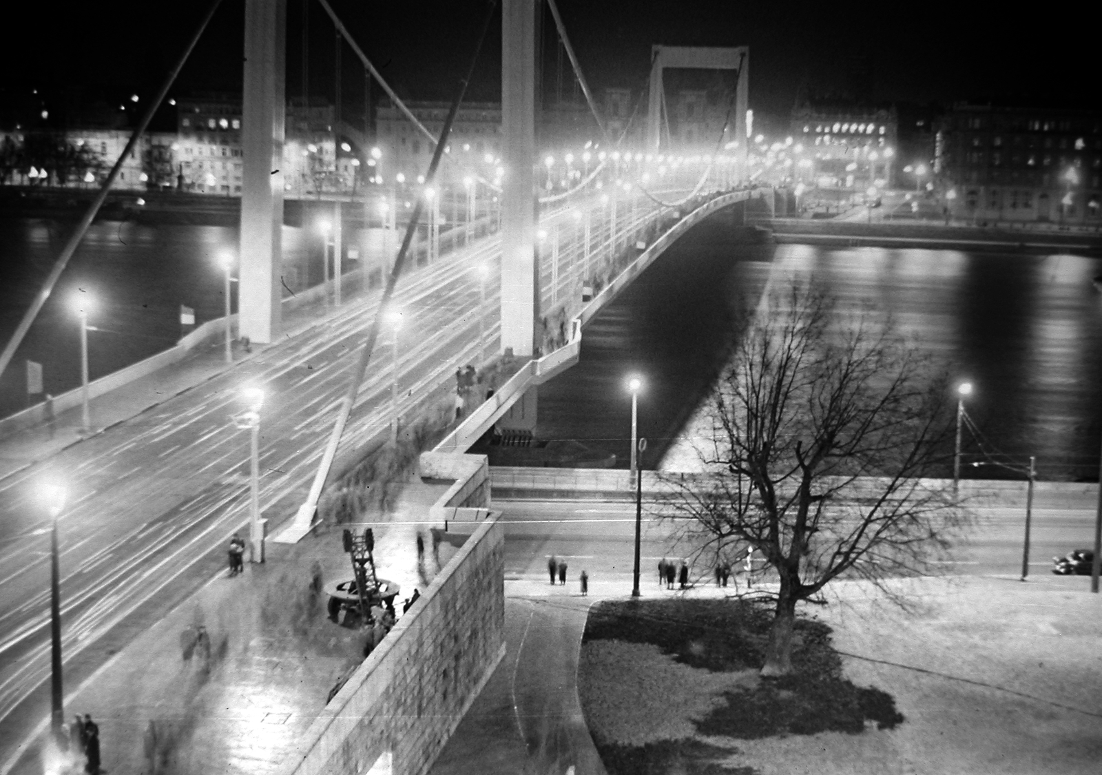 Hungary, Budapest, Erzsébet híd., 1969, Fortepan, night, picture, Fortepan #8527