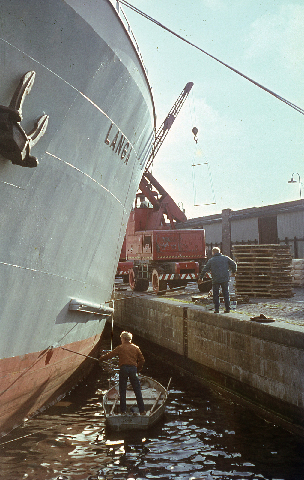 Denmark, Copenhagen, Nordhavn kikötő., 1966, Lőw Miklós, ship, colorful, cargo ship, Langa/Margrid/Madrid/Mideast/Don Guillo/Almirante Eraso/Adriatik/Sol Del Caribe-ship, Fortepan #85627