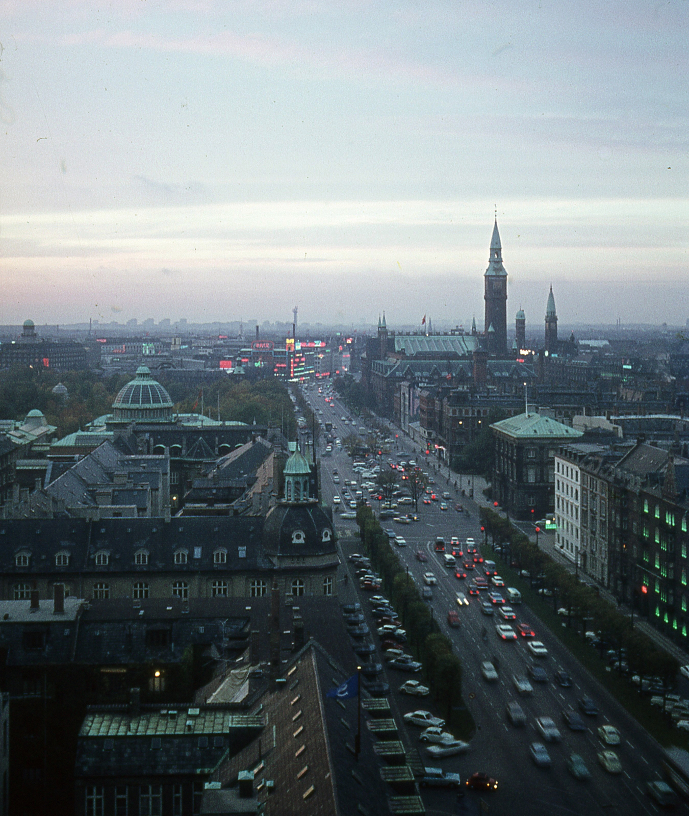 Denmark, Copenhagen, H.C. Andersens Boulevard a Dan Hostel épületéből nézve., 1966, Lőw Miklós, colorful, landscape, picture, Fortepan #85635