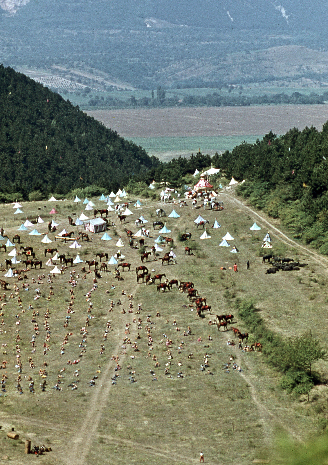 Hungary, Pilisborosjenő, az Egri csillagok című film forgatása., 1968, Lőw Miklós, filming, colorful, tent, picture, Fortepan #85660