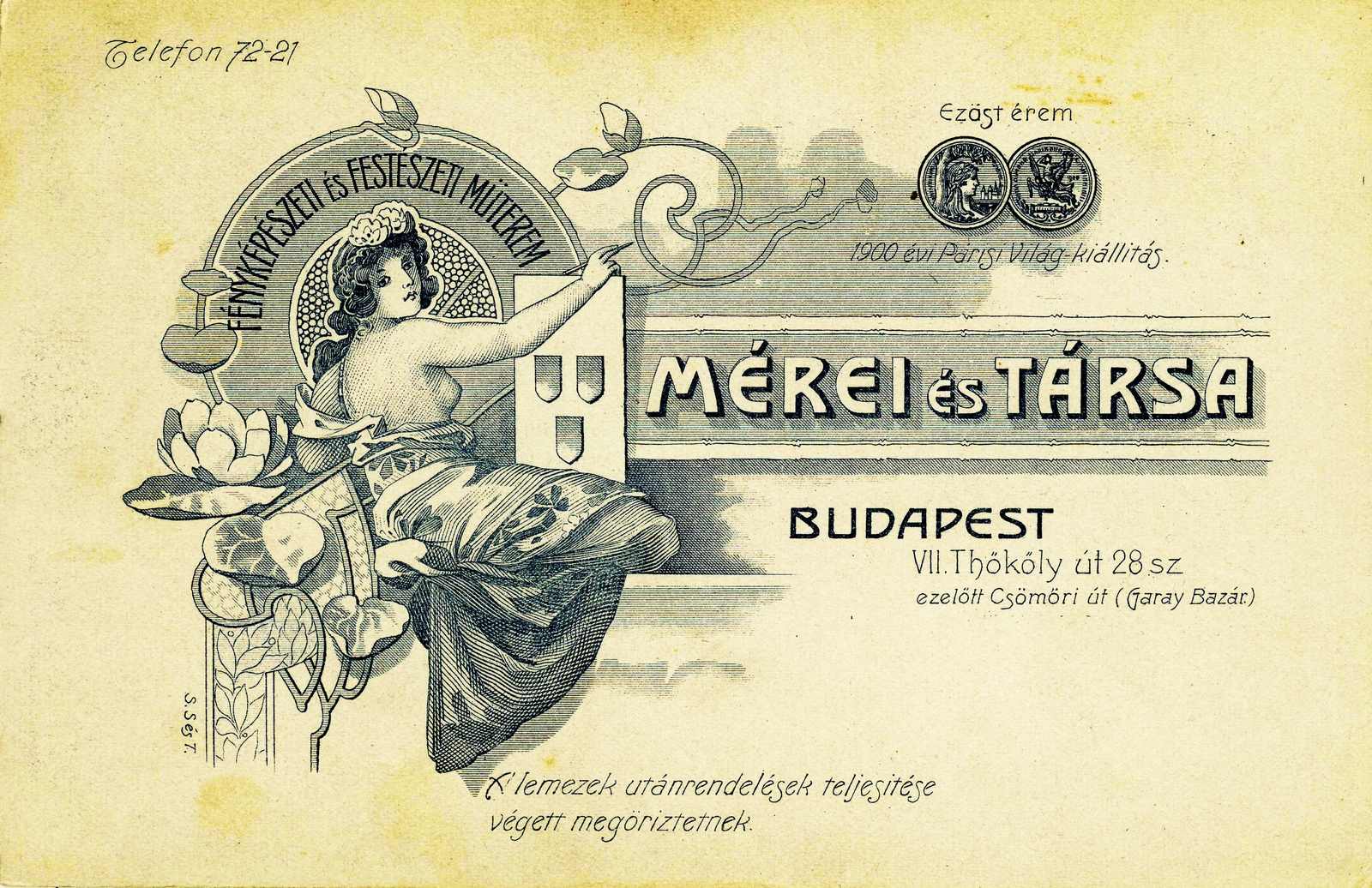 Hungary, Budapest VII., Thököly út 28., Mérei és Társa fényképészek., 1904, Gyökhegyi Bánk, studio, photographer, verso, Budapest, Fortepan #85747