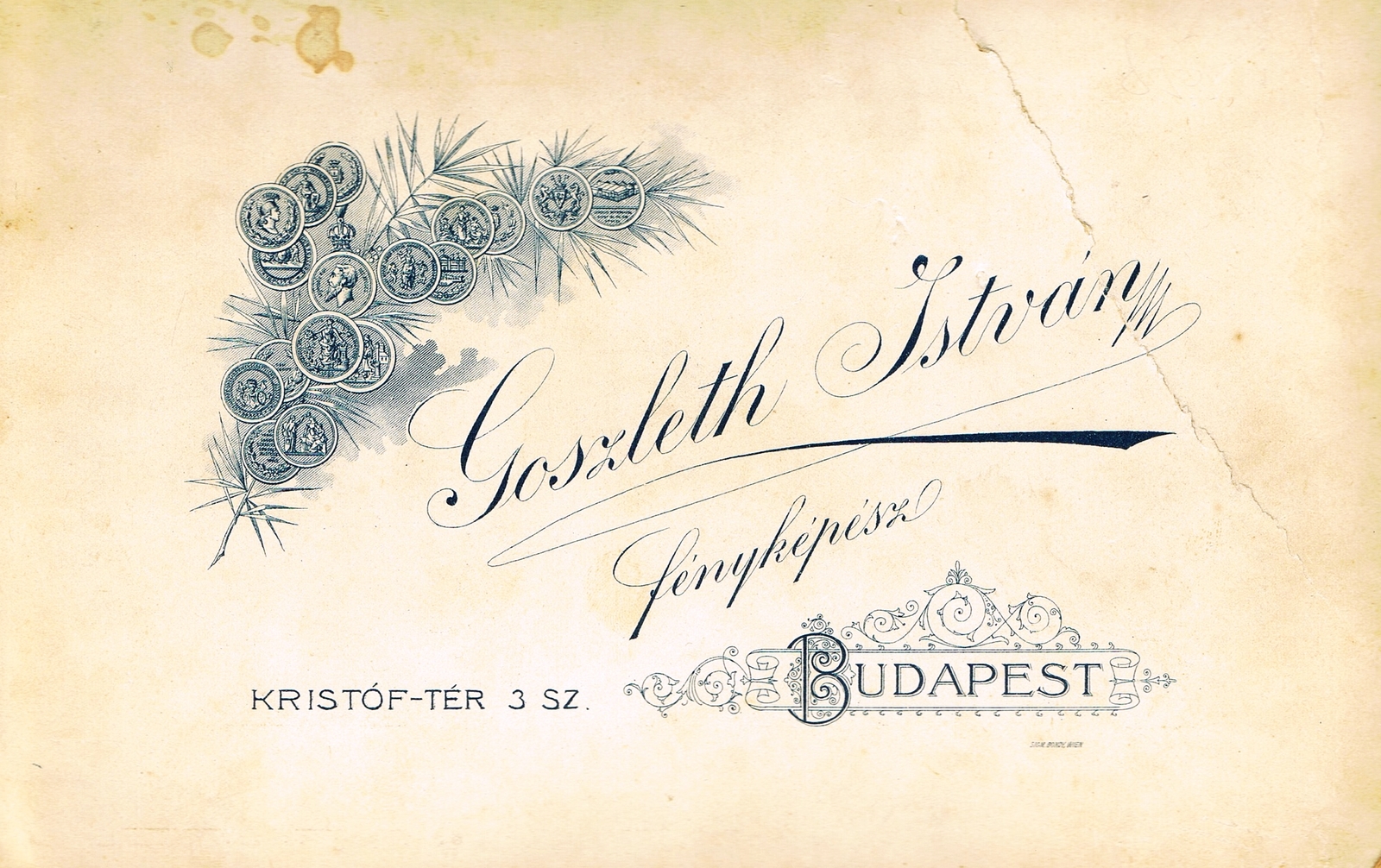 Hungary, Budapest V., Kristóf tér 3., Goszleth István fényképész., 1904, Gyurkovics Györgyi, studio, photographer, verso, Budapest, Fortepan #85757