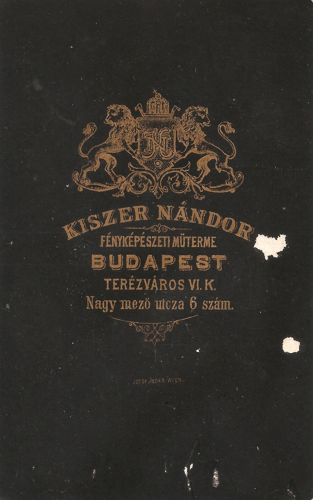 Magyarország, Budapest VI., Nagymező utca 6., Kiszer Nándor fényképészeti műterme., 1900, Kameniczky Attila, műterem, fényképész, hátlap, Budapest, Fortepan #85761