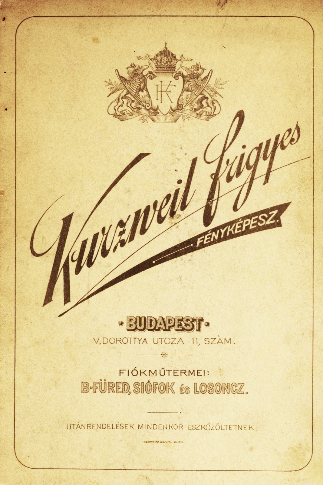 Hungary, Budapest V., Dorottya utca 11., Kurzweil Frigyes fényképész, 1912, Schermann Ákos, studio, photographer, verso, Budapest, Fortepan #85821