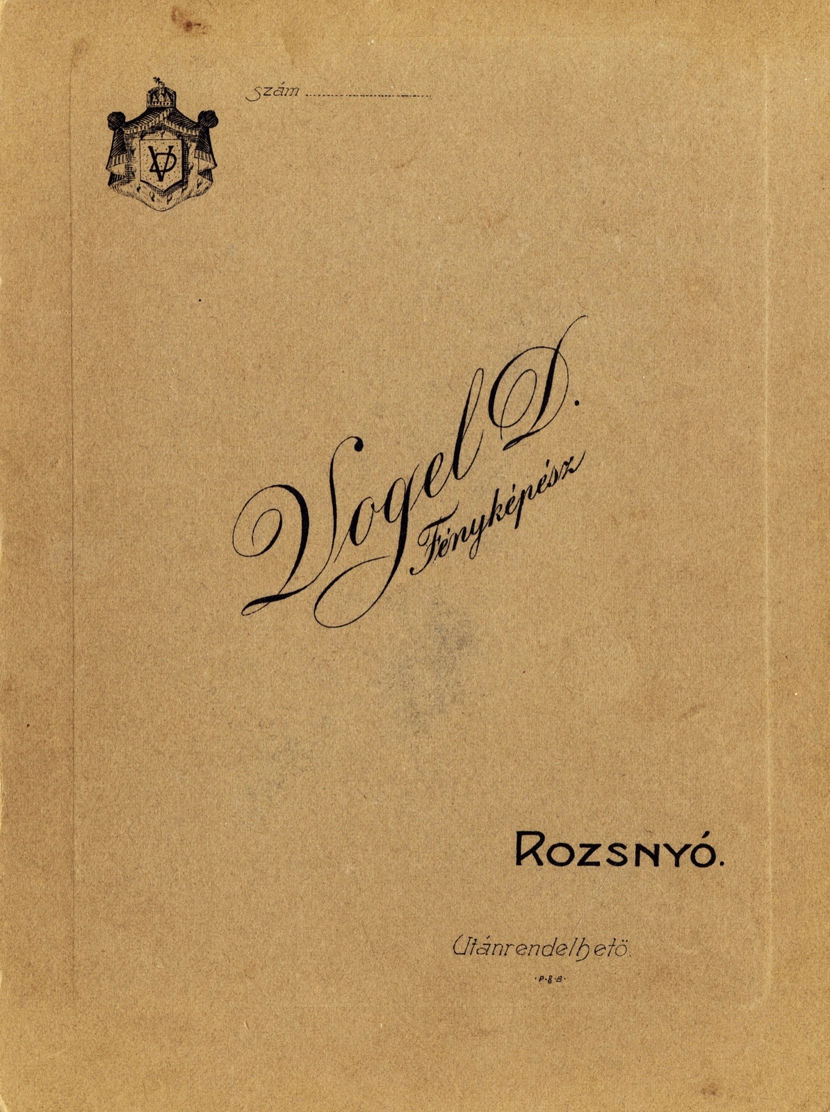 Szlovákia, Rozsnyó, Vogel D. fényképész., 1906, Schermann Ákos, műterem, fényképész, hátlap, Fortepan #85843
