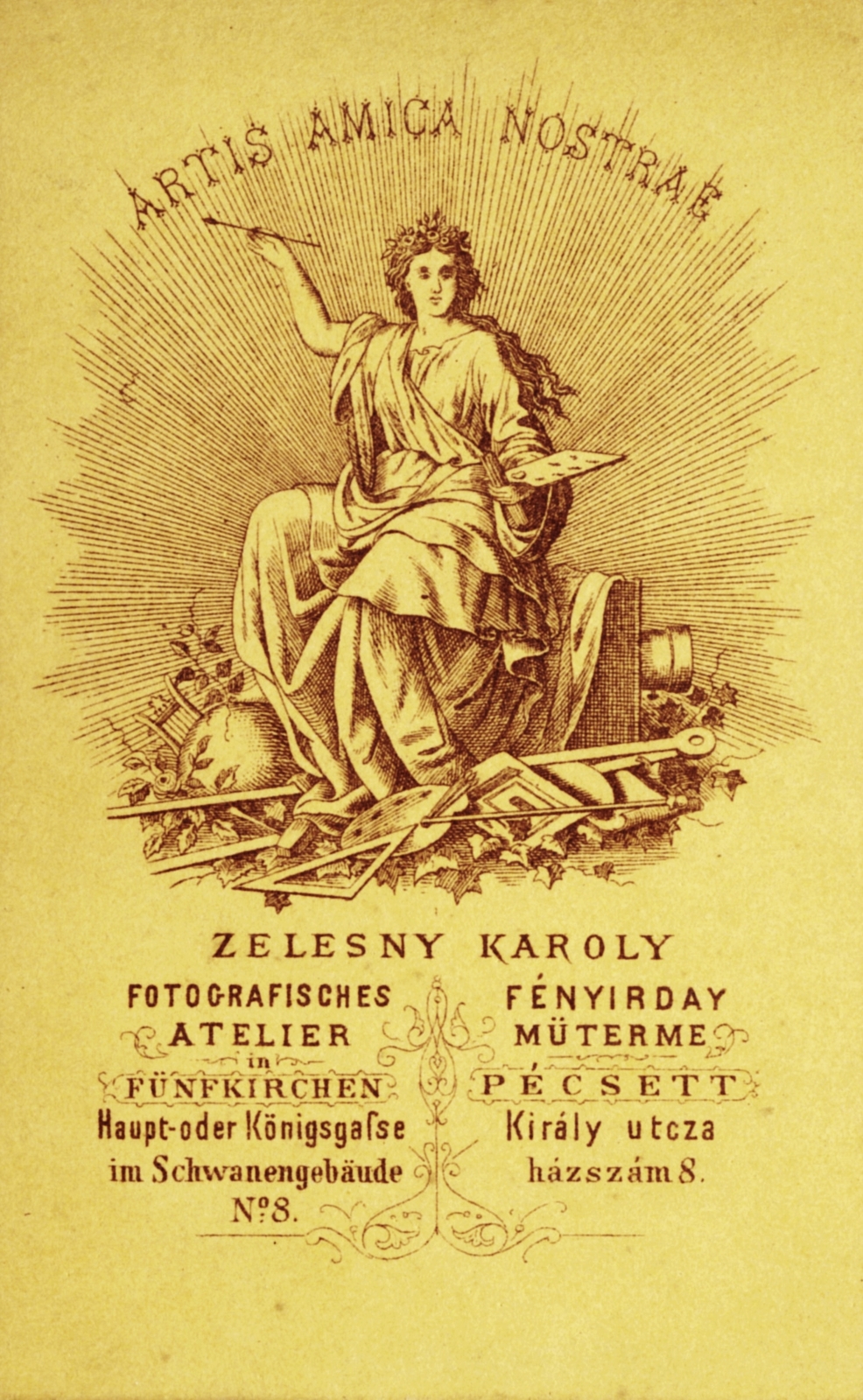 Hungary, Pécs, Király utca 8., Zelesny Károly fényírdai műterme., 1900, Schermann Ákos, studio, photographer, verso, Fortepan #85846
