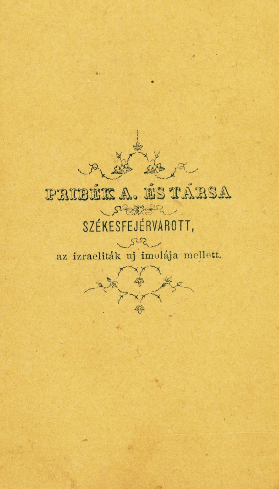 Magyarország, Székesfehérvár, Várkörút, Pribék Antal és Társa fényképészek., 1900, Székesfehérvár Városi Képtár, műterem, fényképész, hátlap, Fortepan #85855