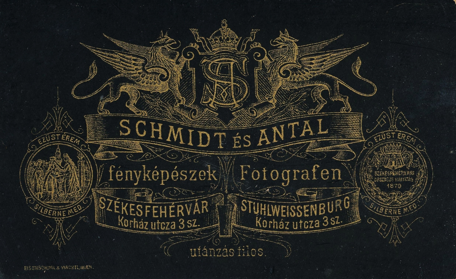 Magyarország, Székesfehérvár, Kórház utca 3., Schmidt és Antal fényképészek., 1900, Székesfehérvár Városi Képtár, műterem, fényképész, hátlap, Fortepan #85859