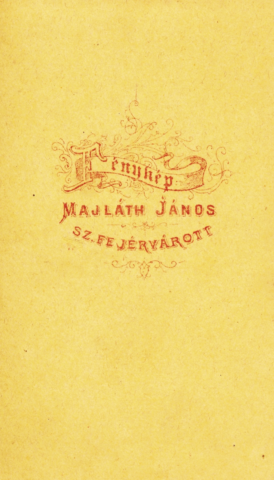 Magyarország, Székesfehérvár, Majláth János fényképész., 1900, Székesfehérvár Városi Képtár, műterem, fényképész, hátlap, Fortepan #85864