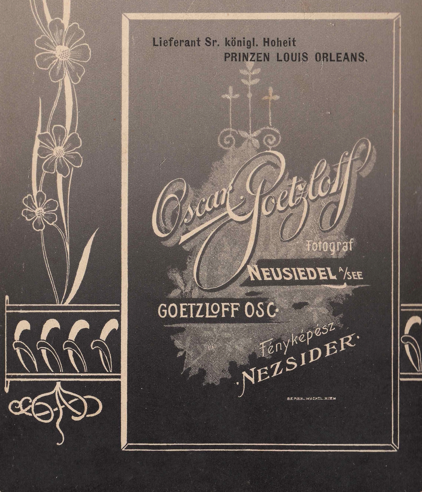 Austria, Neusiedl am See, Oscar Goetzloff fényképész., 1900, Tarcsai Mária, studio, photographer, verso, Fortepan #85927