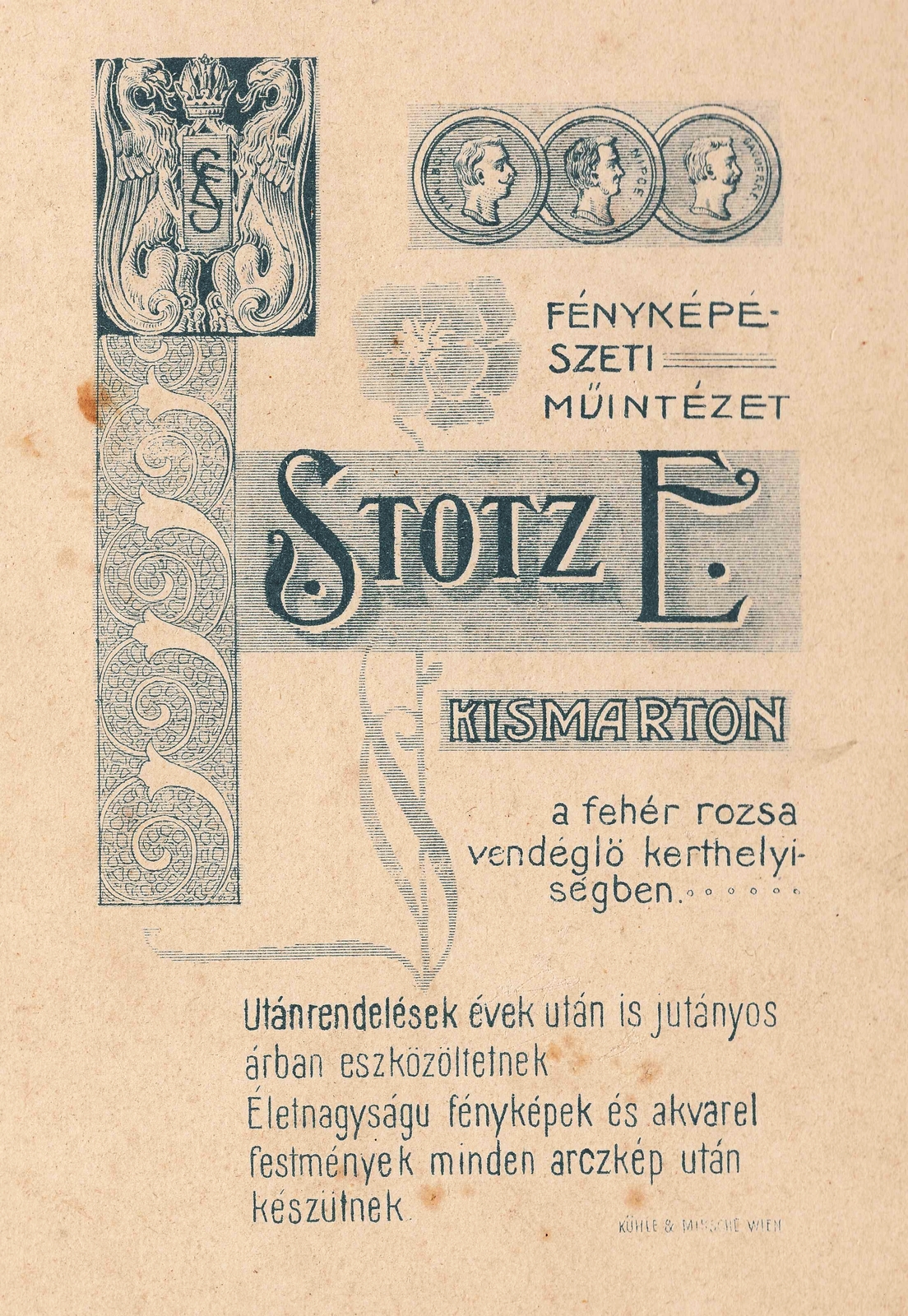 Austria, Eisenstadt, a Fehér Rózsa vendéglő kerthelyiségében, Stotz E. fényképészeti műintézete., 1909, Tarcsai Mária, studio, photographer, verso, Fortepan #85932