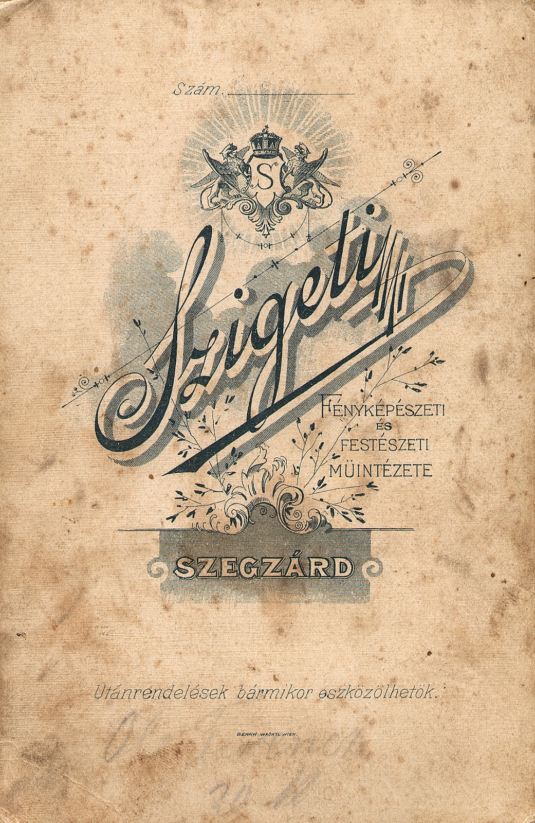 Magyarország, Szekszárd, Szigeti fényképészeti és festészeti műintézete., 1906, Erky-Nagy Tibor, műterem, fényképész, hátlap, Fortepan #85946