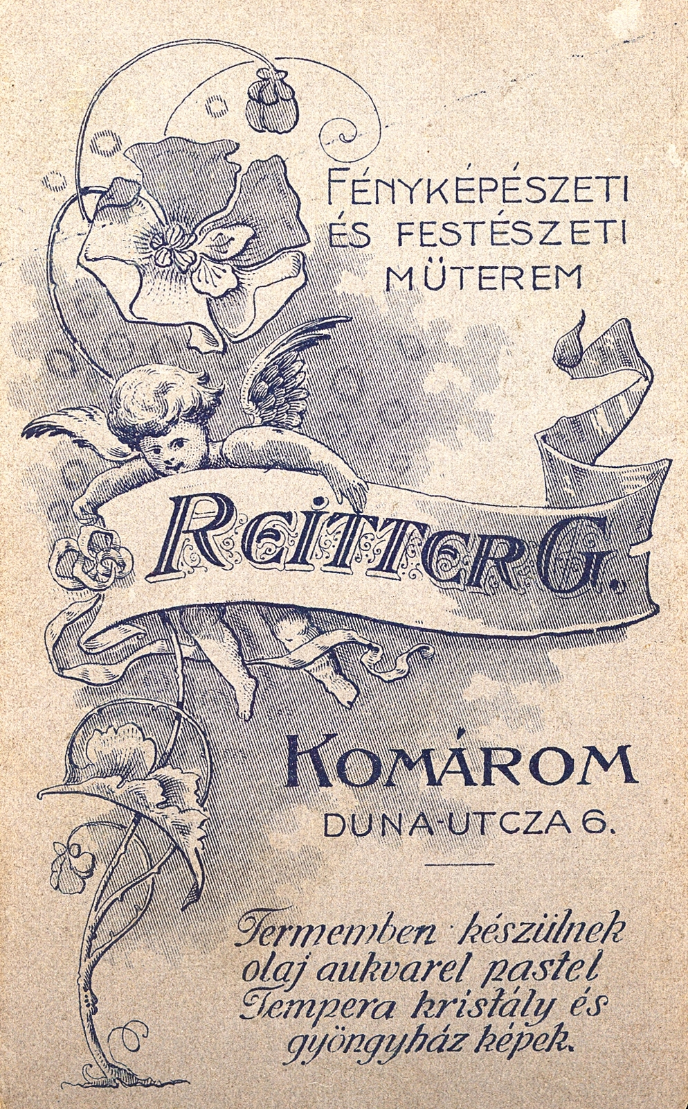 Hungary, Komarno, Duna utca 6., Reitter G. fényképészeti és festészeti műterme., 1908, Németh Tamás, studio, photographer, verso, Fortepan #85953