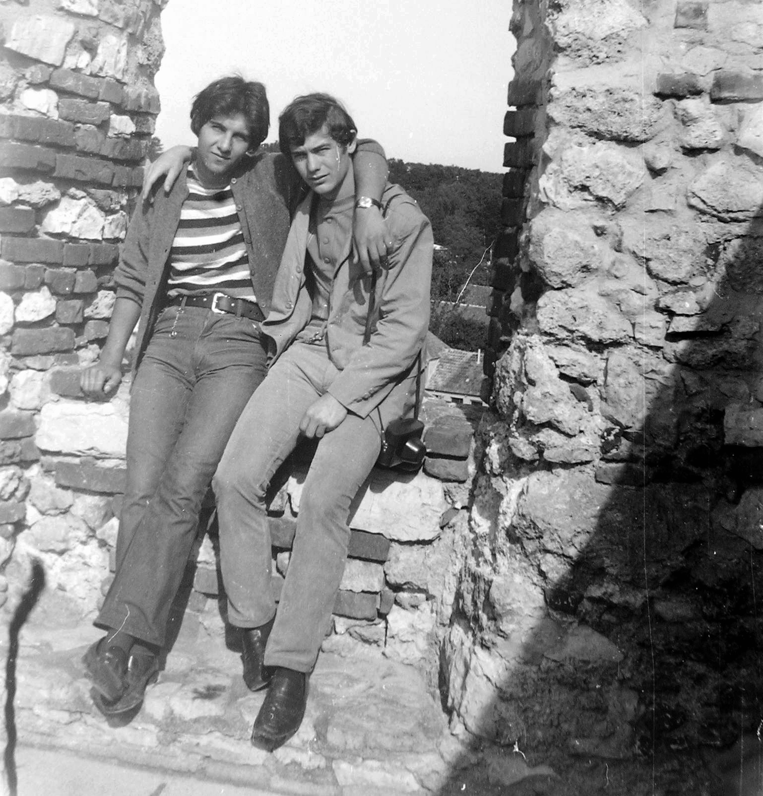 1971, Fortepan, castle, double portrait, arms around shoulders, Fortepan #8609