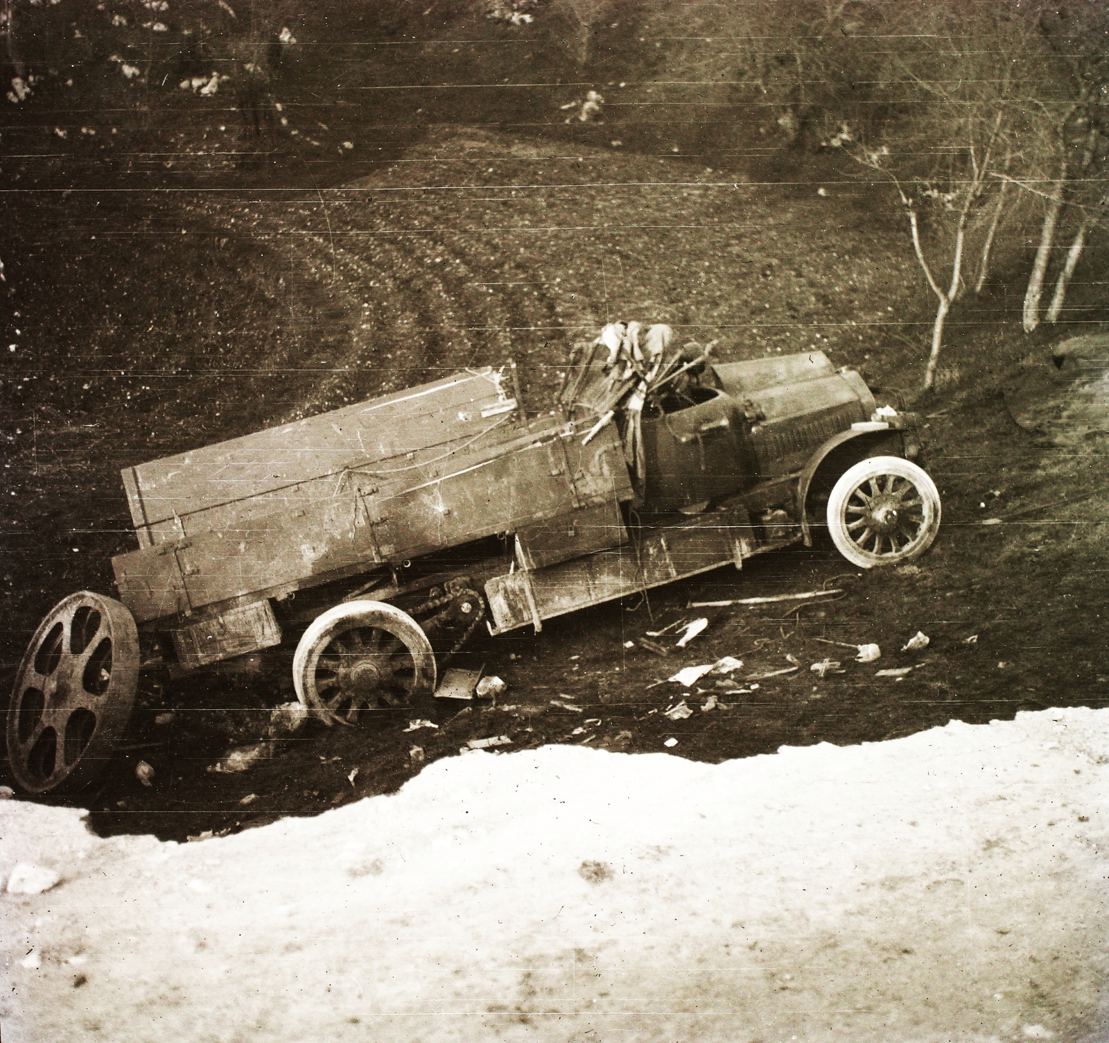 1916, Schmidt Albin, First World War, commercial vehicle, spare wheel, chain-drive, polish army, Fortepan #86118