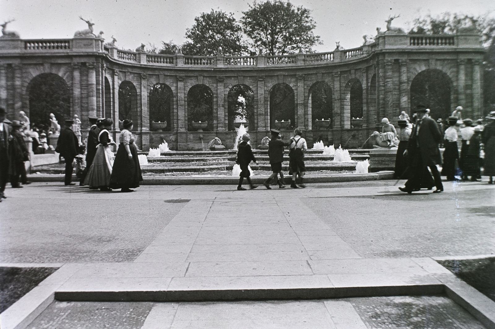 Germany, Berlin, Volkspark Friedrichshain, Märchenbrunnen., 1914, Schmidt Albin, fountain, colonnade, Ludwig Hoffmann-design, Fortepan #86167