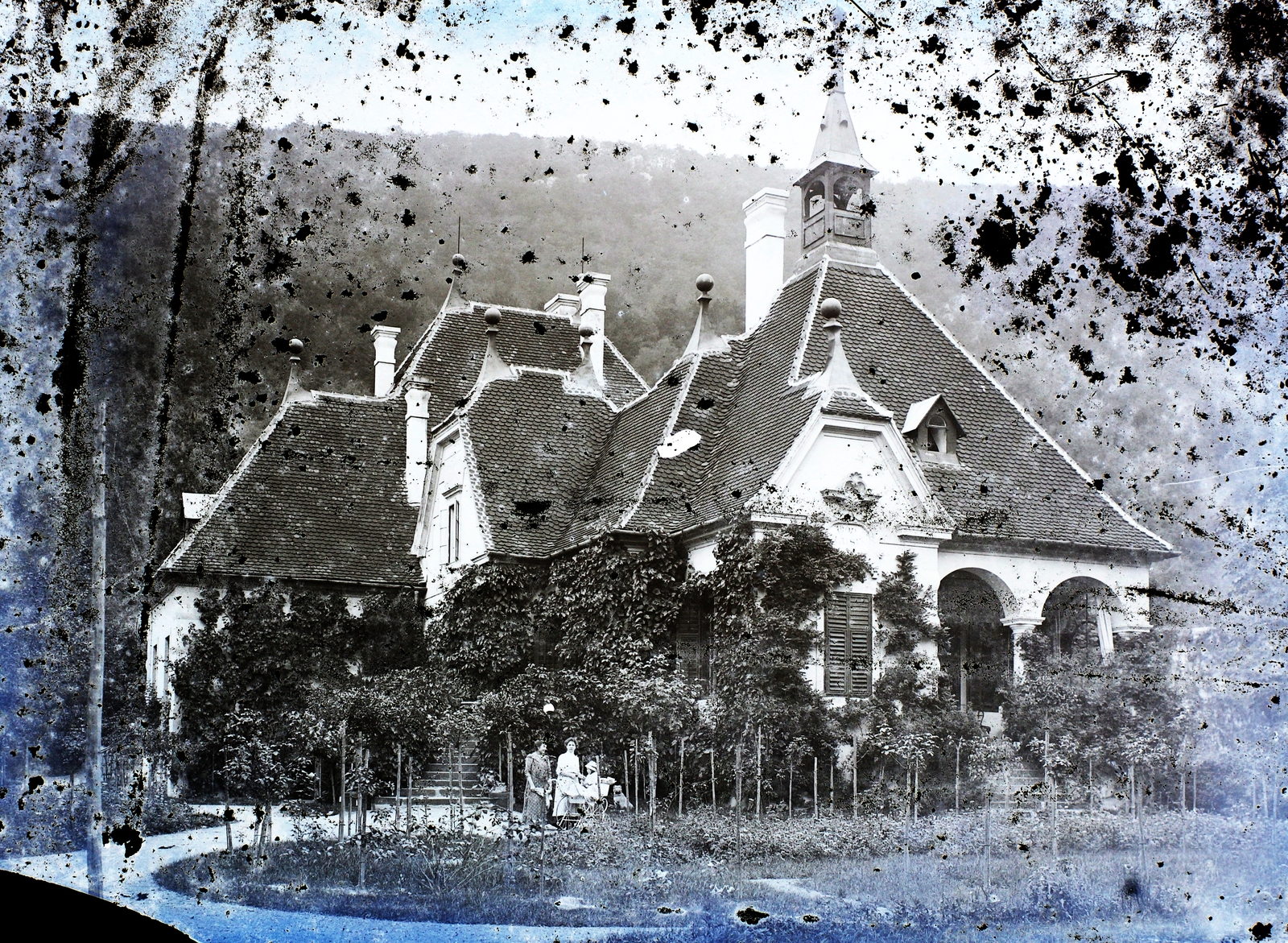 Szlovákia, Trencsénteplic, Villa Mon Plaisir., 1911, Magyar Földrajzi Múzeum / Erdélyi Mór cége, sérült kép, villa, Fortepan #86521