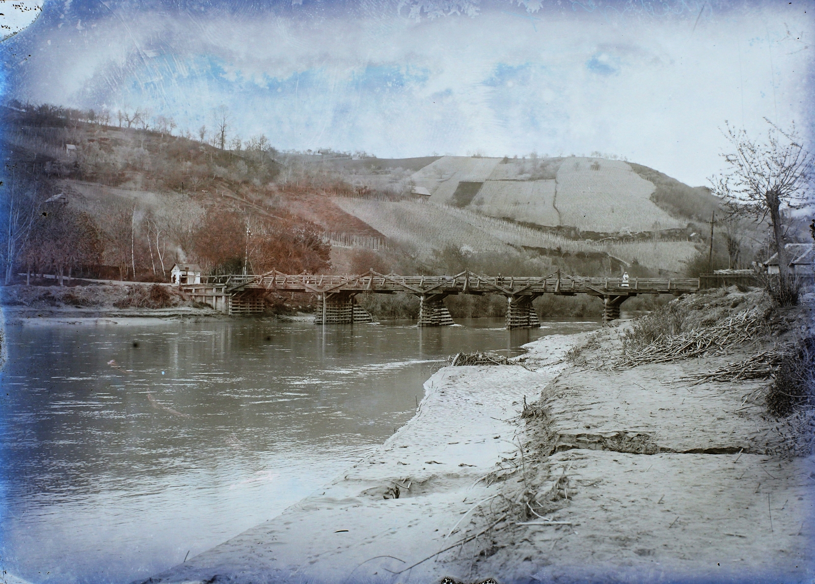 Drina folyó., 1908, Magyar Földrajzi Múzeum / Erdélyi Mór cége, bridge, wooden bridge, Fortepan #86661