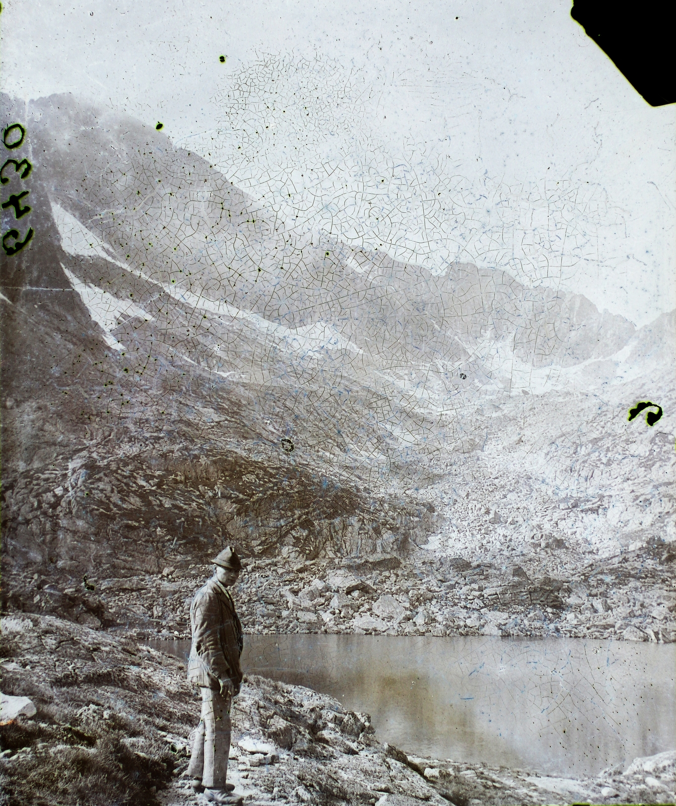 Slovakia, High Tatras, Kis-Nyereghágó-völgyecske (Dolinka pod Sedielkom), Kék-tavacska (Modré pleso)., 1911, Magyar Földrajzi Múzeum / Erdélyi Mór cége, tarn, Tatra Mountains, Fortepan #86836