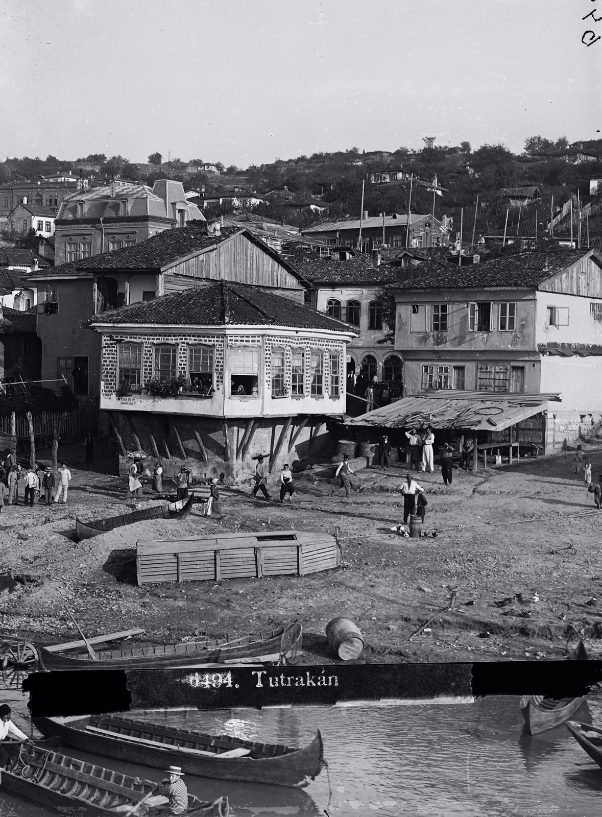 Bulgaria, Tutrakan, a város a Dunáról nézve., 1902, Magyar Földrajzi Múzeum / Erdélyi Mór cége, house, shore, Fortepan #86844