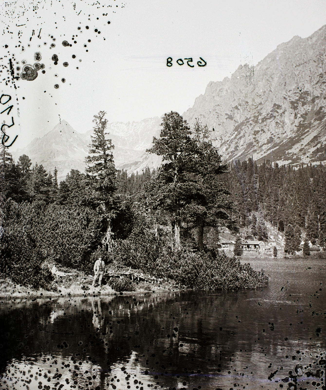 Szlovákia,Magas-Tátra, Poprádi-tó, Majláth menedékház., 1906, Magyar Földrajzi Múzeum / Erdélyi Mór cége, menedékház, tengerszem, Tátra hegység, Fortepan #86846