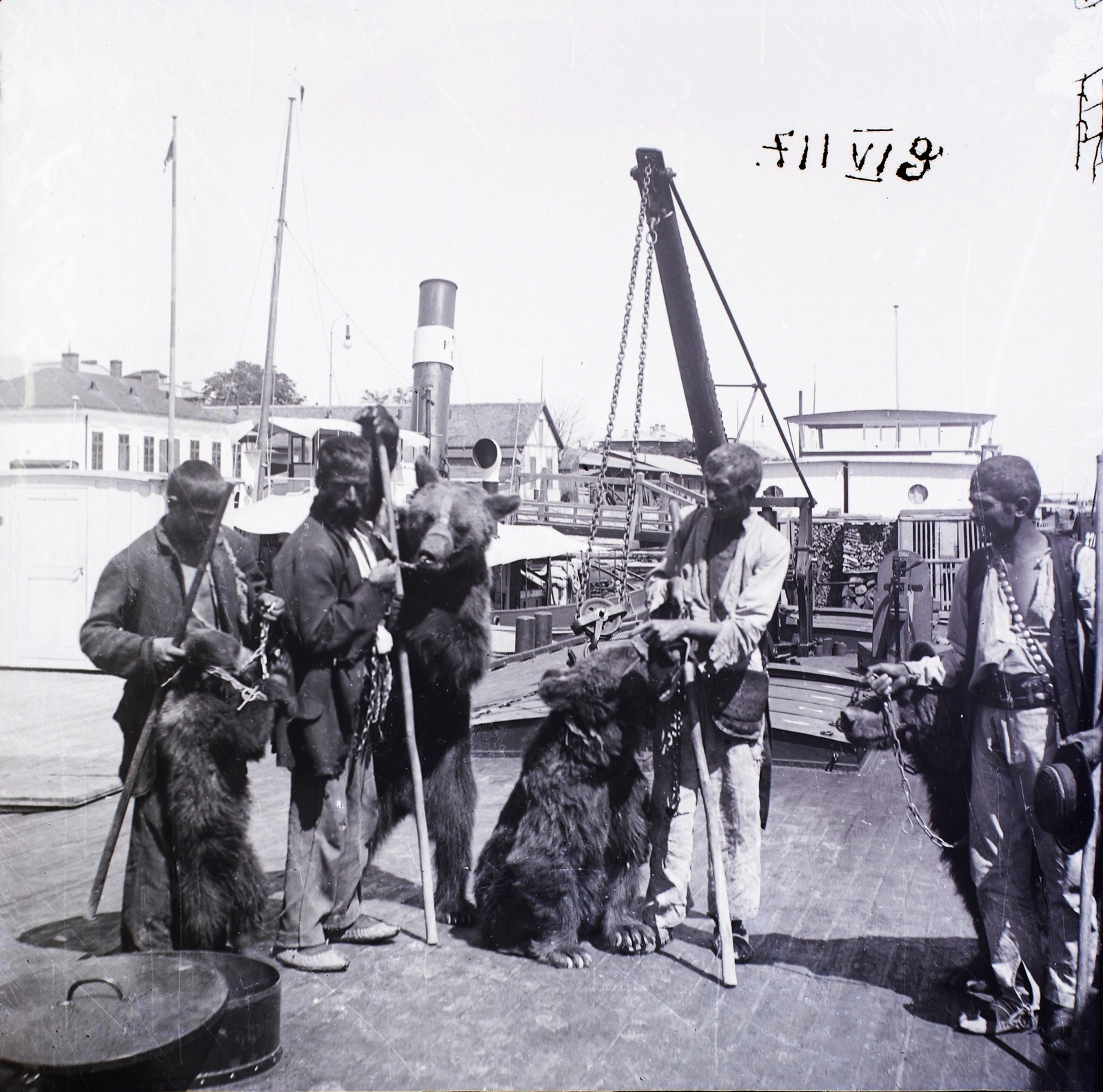 1904, Magyar Földrajzi Múzeum / Erdélyi Mór cége, bear, port, showman, Fortepan #86896