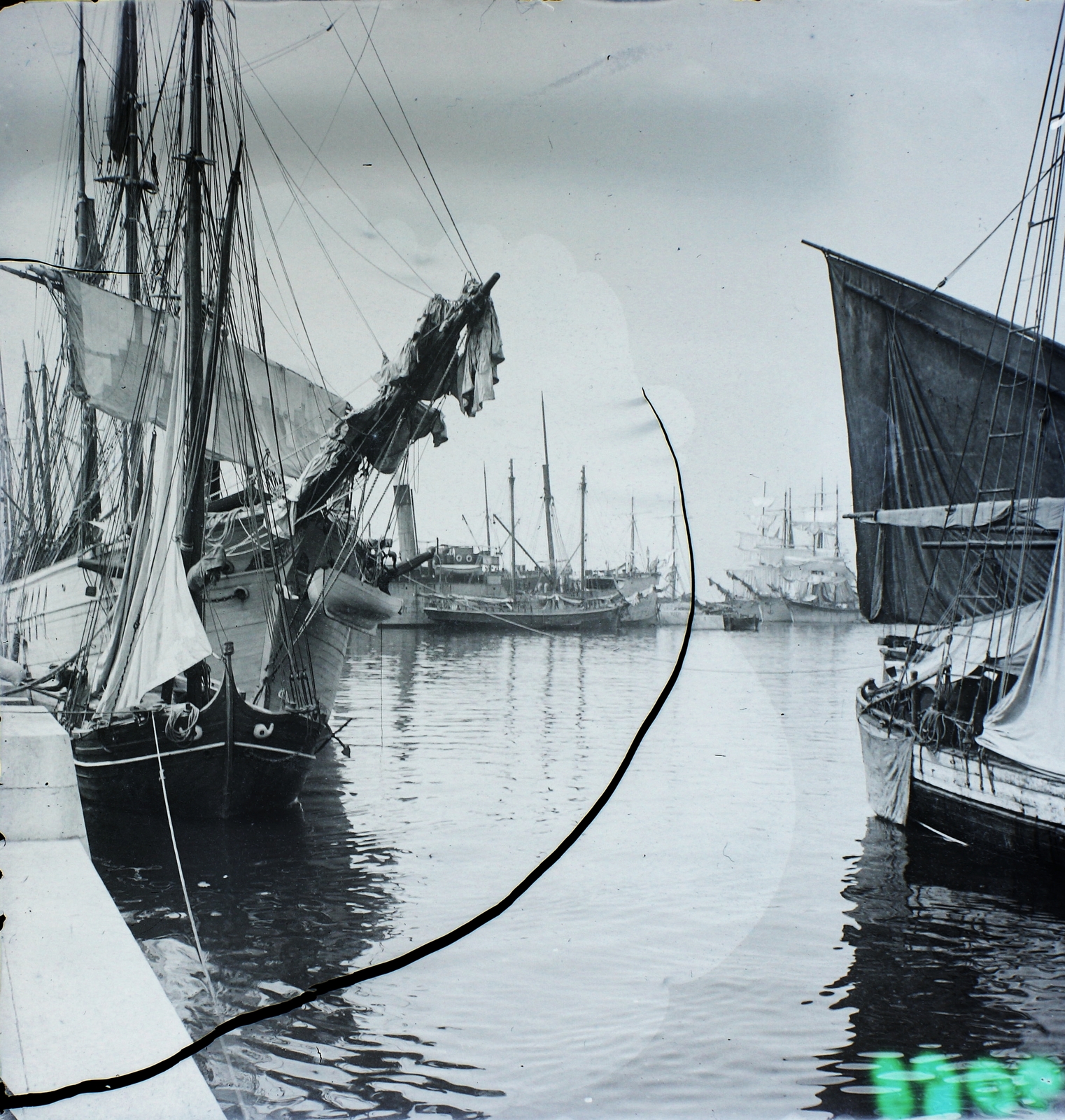 Croatia,Adriatic Sea, Rijeka, kikötő., 1908, Magyar Földrajzi Múzeum / Erdélyi Mór cége, ship, sailboat, port, Fortepan #86947