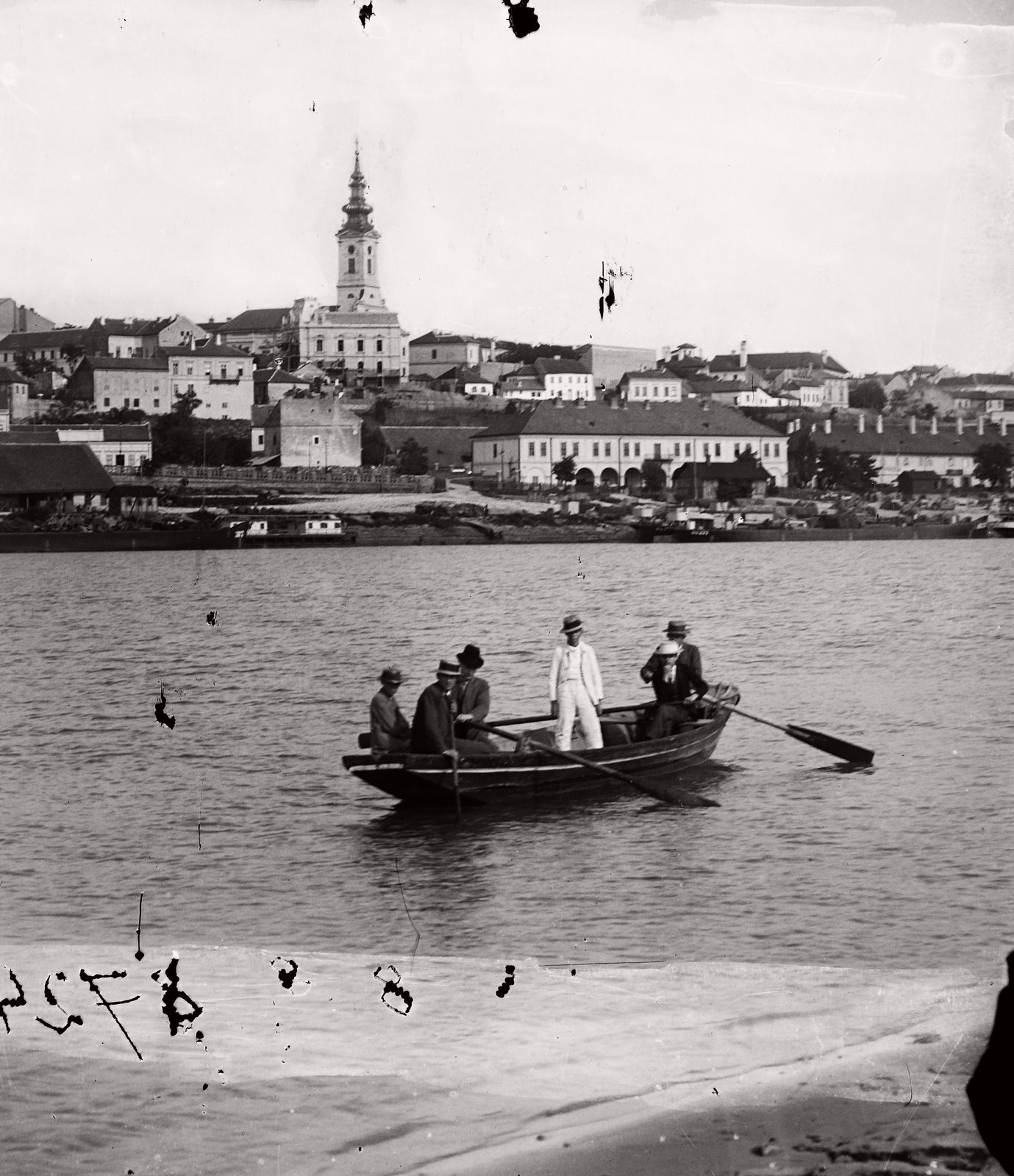 Serbia, Belgrade, látkép a Száváról, középen a Szent Mihály arkangyal székesegyház., 1902, Magyar Földrajzi Múzeum / Erdélyi Mór cége, river, boat, Fortepan #86959