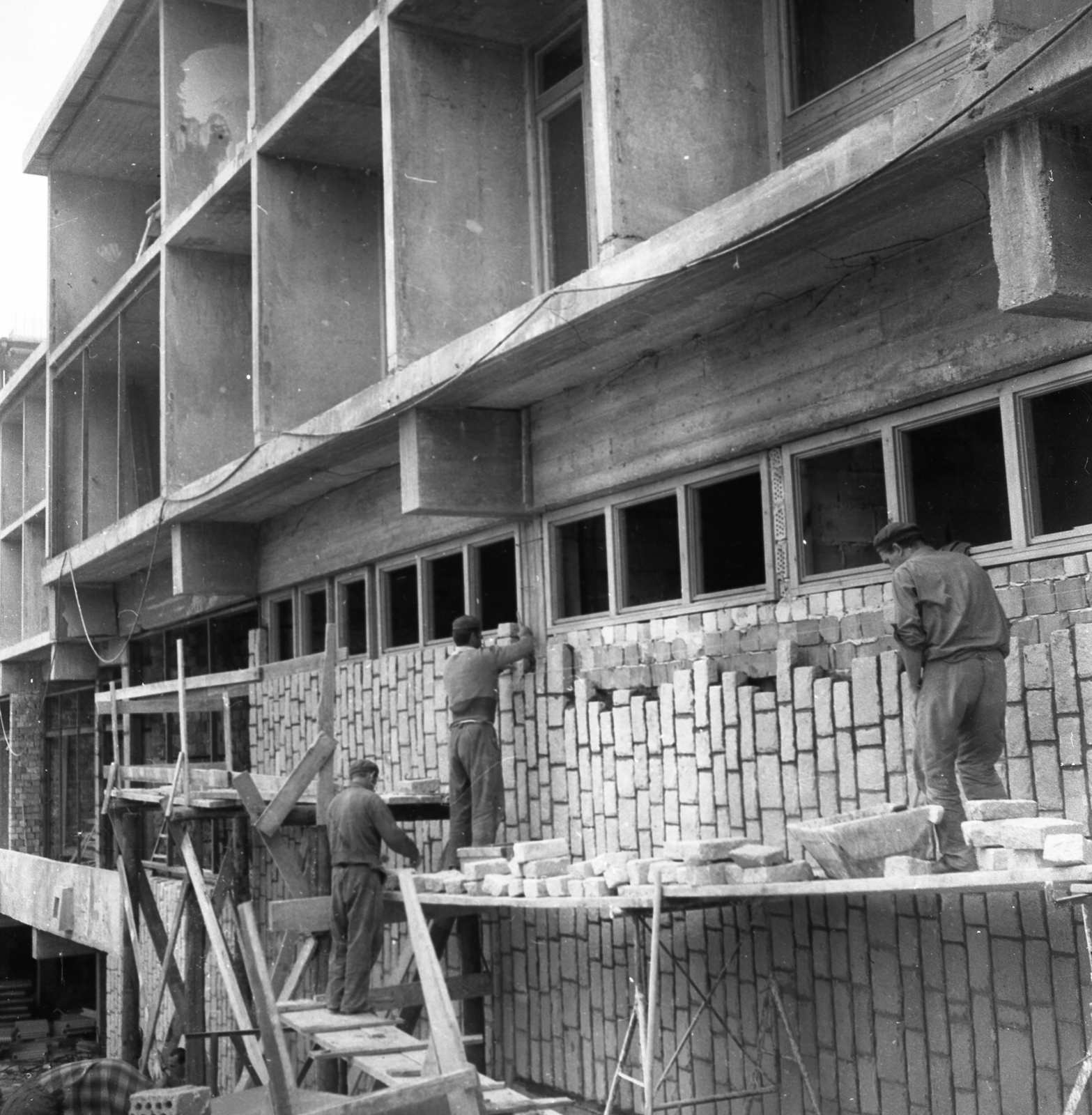 Hungary,Danube Bend, Visegrád, a Hotel Silvanus építése., 1971, Urbán Tamás, construction, Fortepan #87367