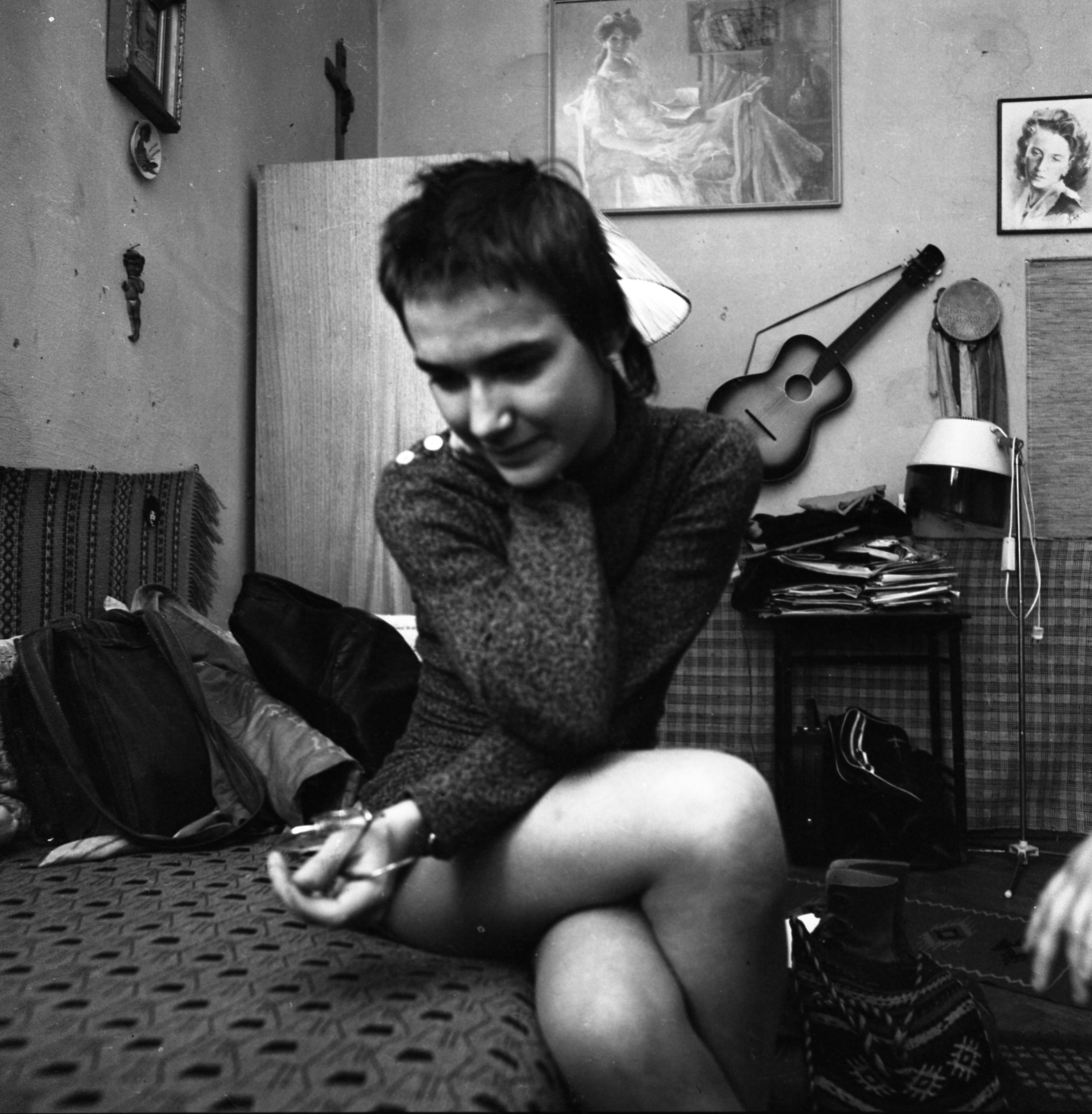 Magyarország, az Orfeo-csoport tagja., 1972, Urbán Tamás, gitár, feszület, hajszárító, Fortepan #87773