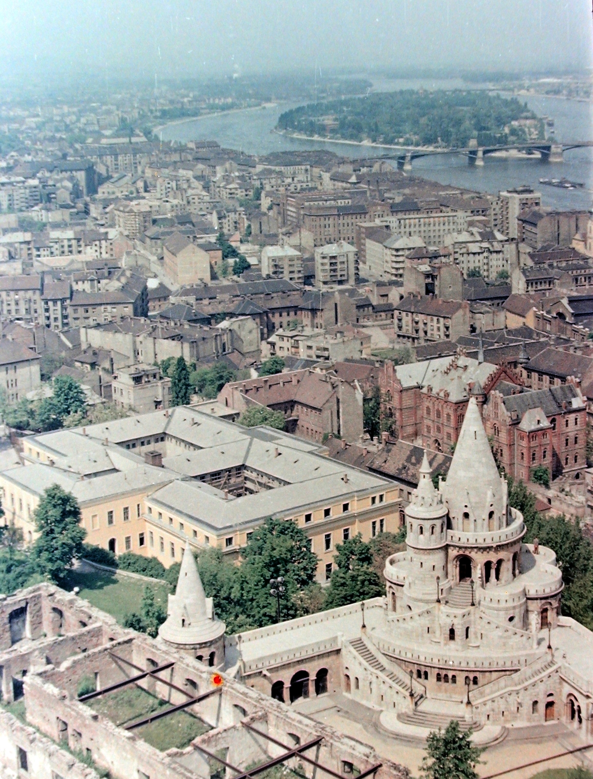 Hungary, Budapest I., látkép a Mátyás-templom tornyából fotózva., 1956, Fortepan, colorful, war damage, construction, picture, Budapest, Fortepan #879
